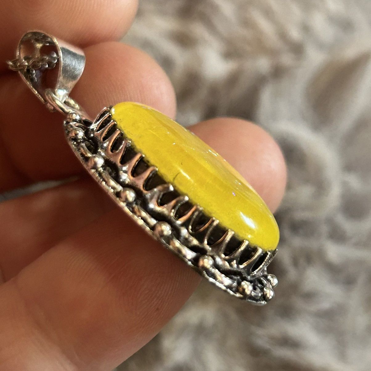 Handmade Handcrafted simulated opal dogtooth 925 sterling necklace Size ONE SIZE - 6 Thumbnail
