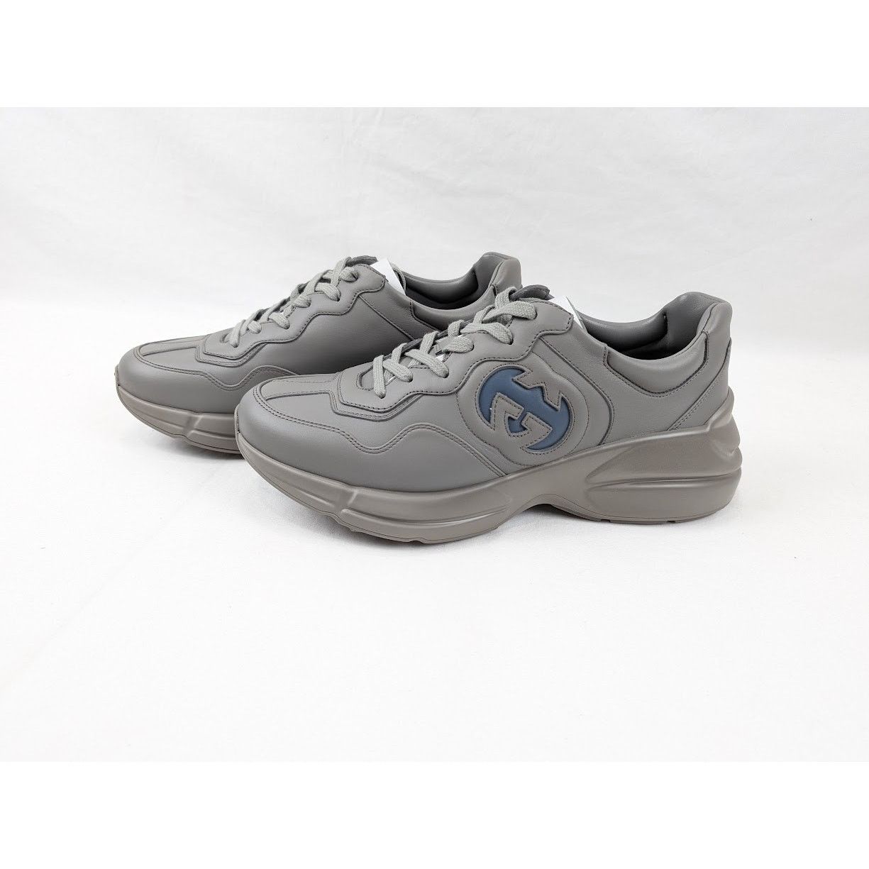 Gucci o1rshd1 Soft Leather Sneakers in Dusty Grey/Admiral Size US 10.5 / EU 43-44 - 15 Thumbnail
