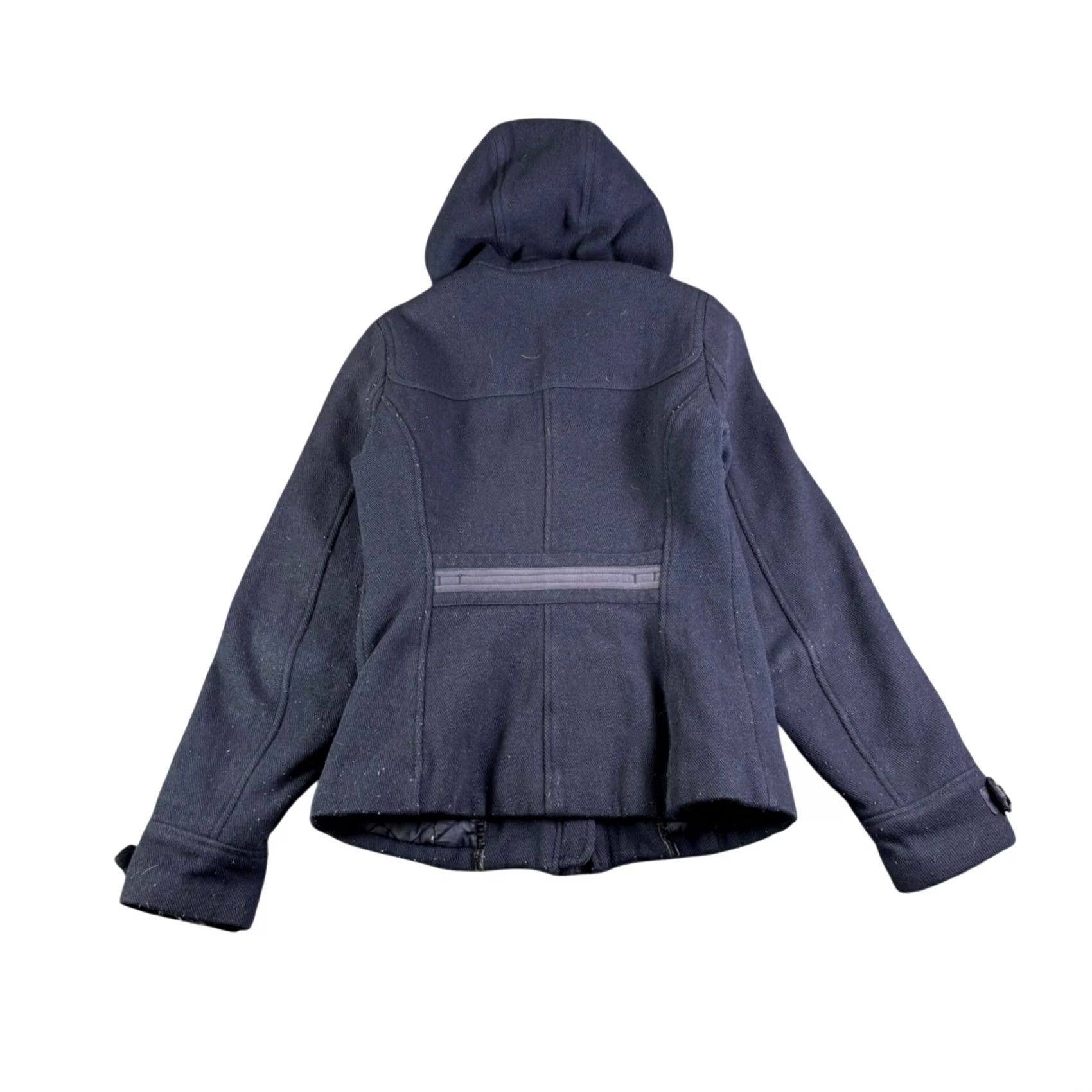 Abercrombie & Fitch Abercrombie & Fitch Womens Short Duffle Coat Hooded Navy Blue Wool Blend Toggle Zipper Coat 90s Size S / US 4 / IT 40 - 2 Thumbnail