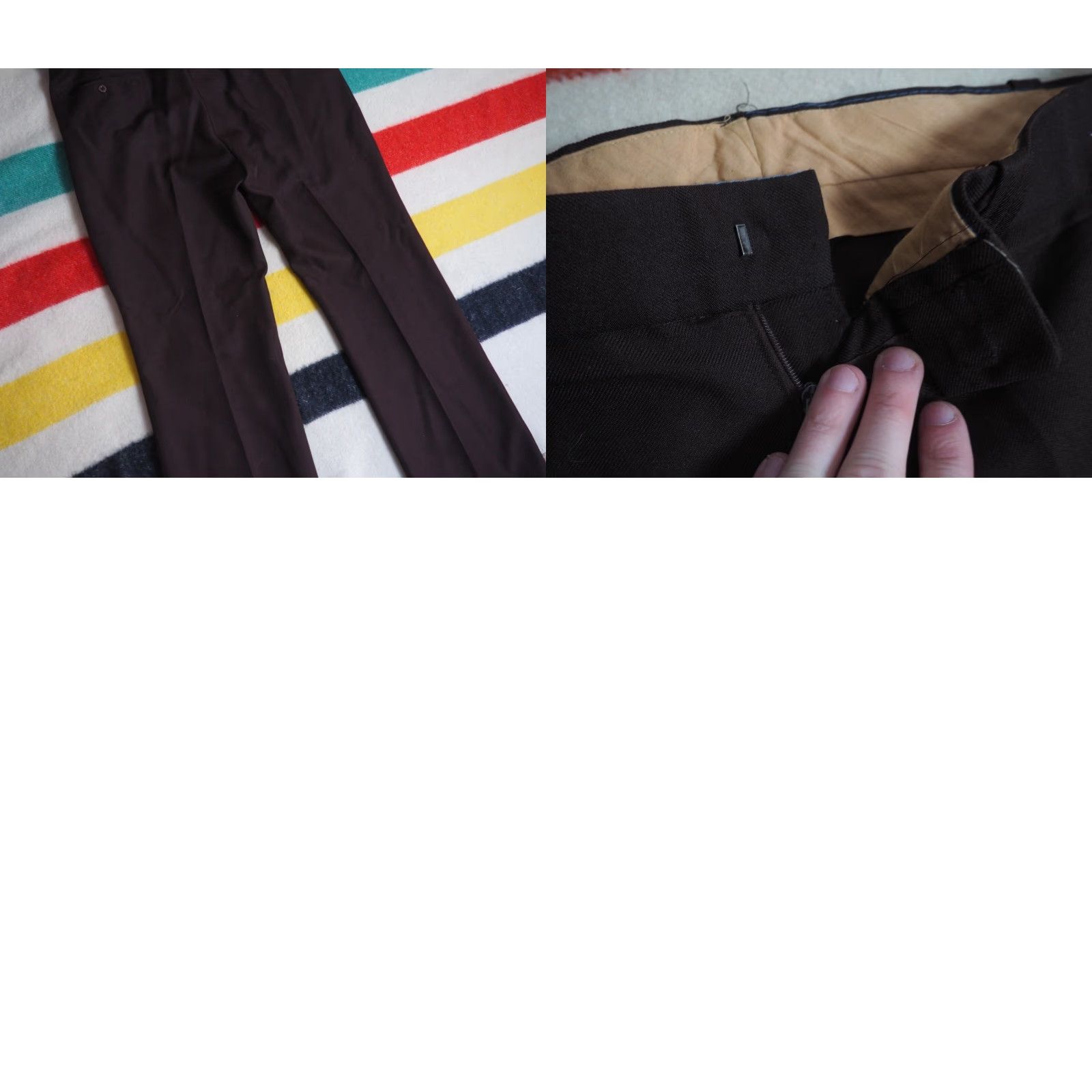 Etro VTG 70s Dark Mocha Brown Poly Retro Hippy Dress Trousers Pants Mens 37x32 Size US 37 - 8 Thumbnail