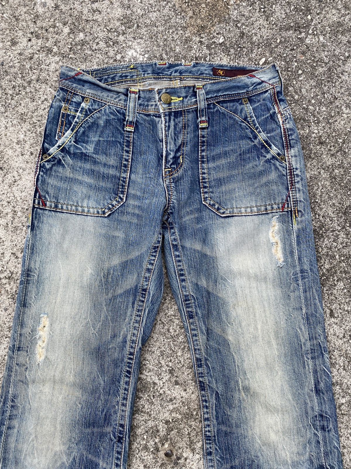 Japanese Brand Flare Brappers Japan Buckle Back Faded Distressed Denim Size US 28 / EU 44 - 5 Thumbnail