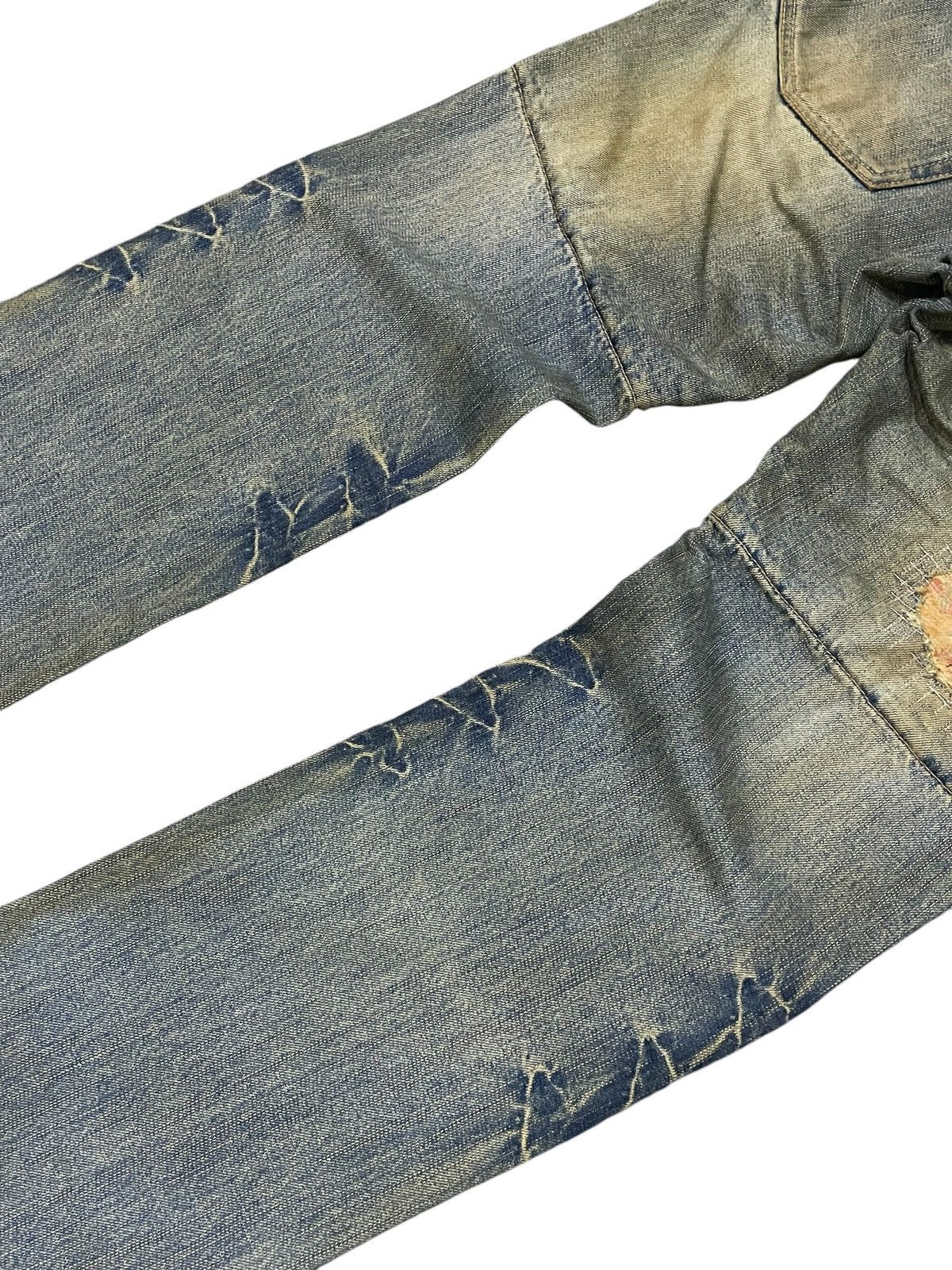 Japanese Brand Archive PPFM Pierced Mud Wash Double Waist Distressed Jeans Size US 31 - 13 Thumbnail