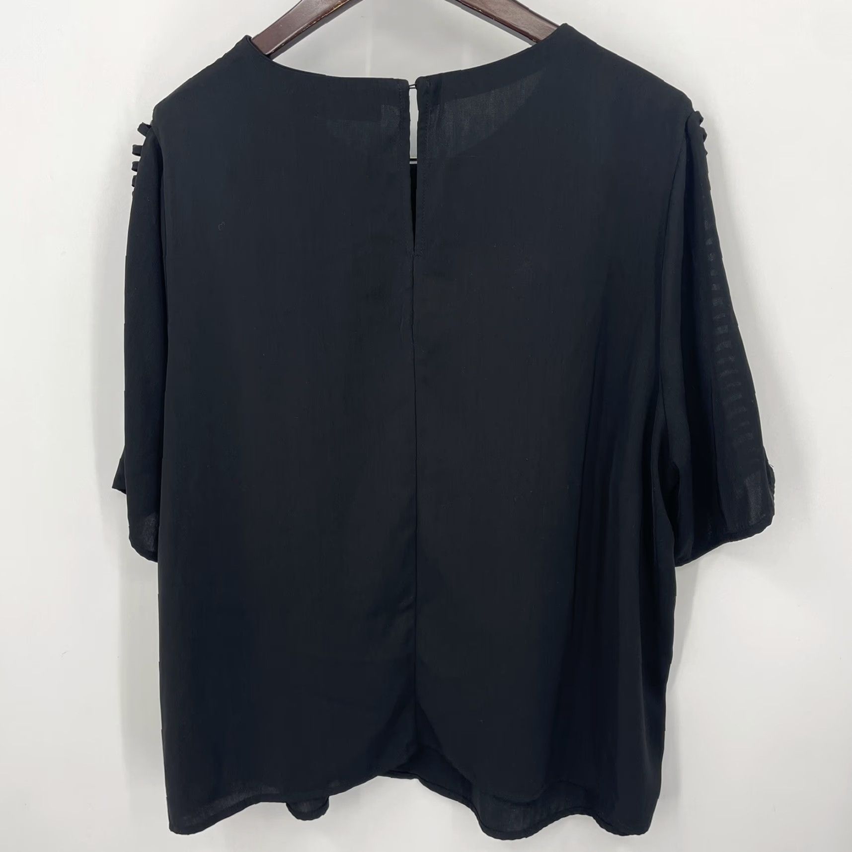 Vintage Eloquii Blouse Womens Plus Size 2XL Black Round Neck 3/4 Sleeve Sheer Readable READ Size XXL / US 16-18 / IT 52-54 - 2 Thumbnail