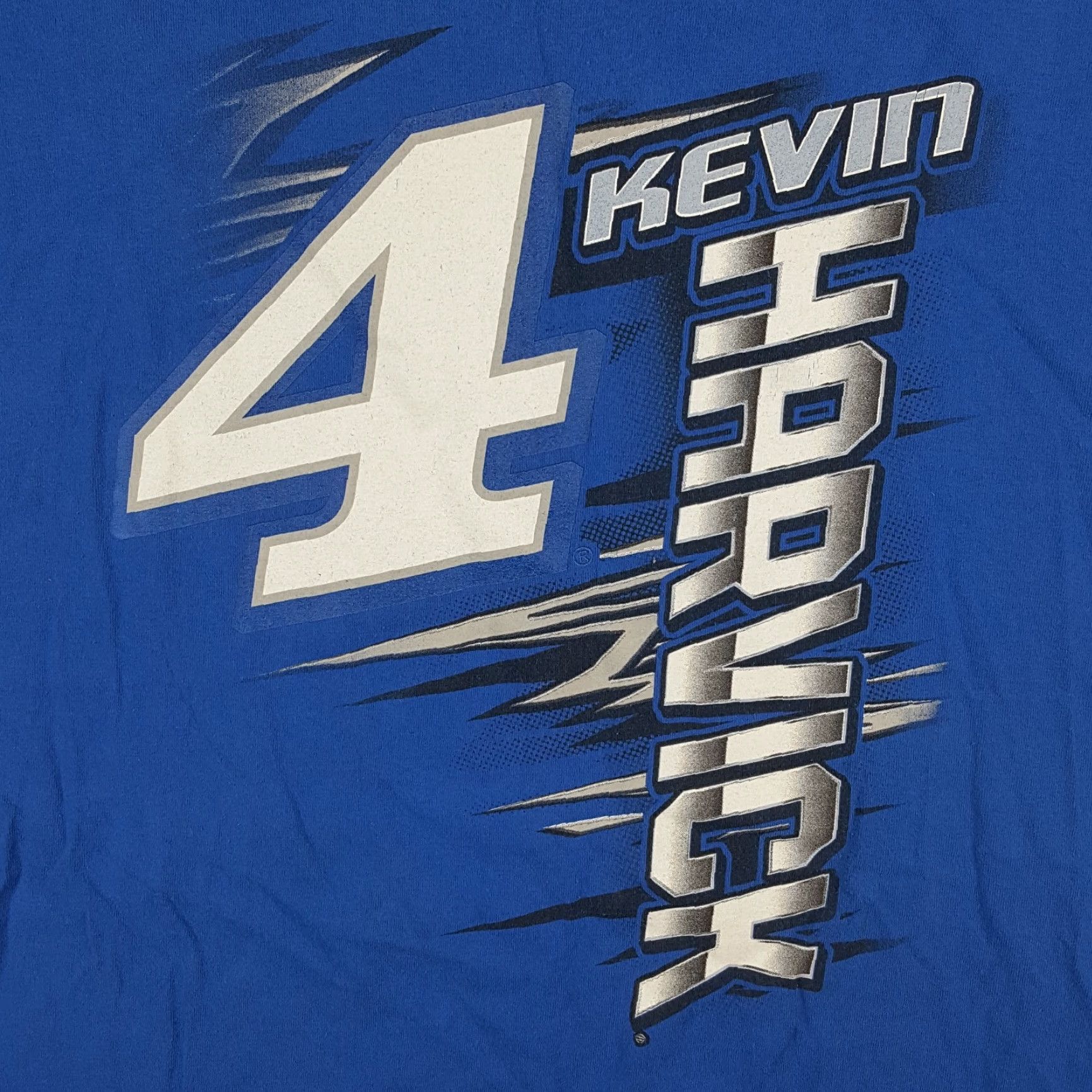 NASCAR VINTAGE Kevin Harvick #4 NASCAR Racing T-Shirt Men's 2XL Blue Retro Solid 90s Auto Racing Size US XXL / EU 58 / 5 - 3 Thumbnail