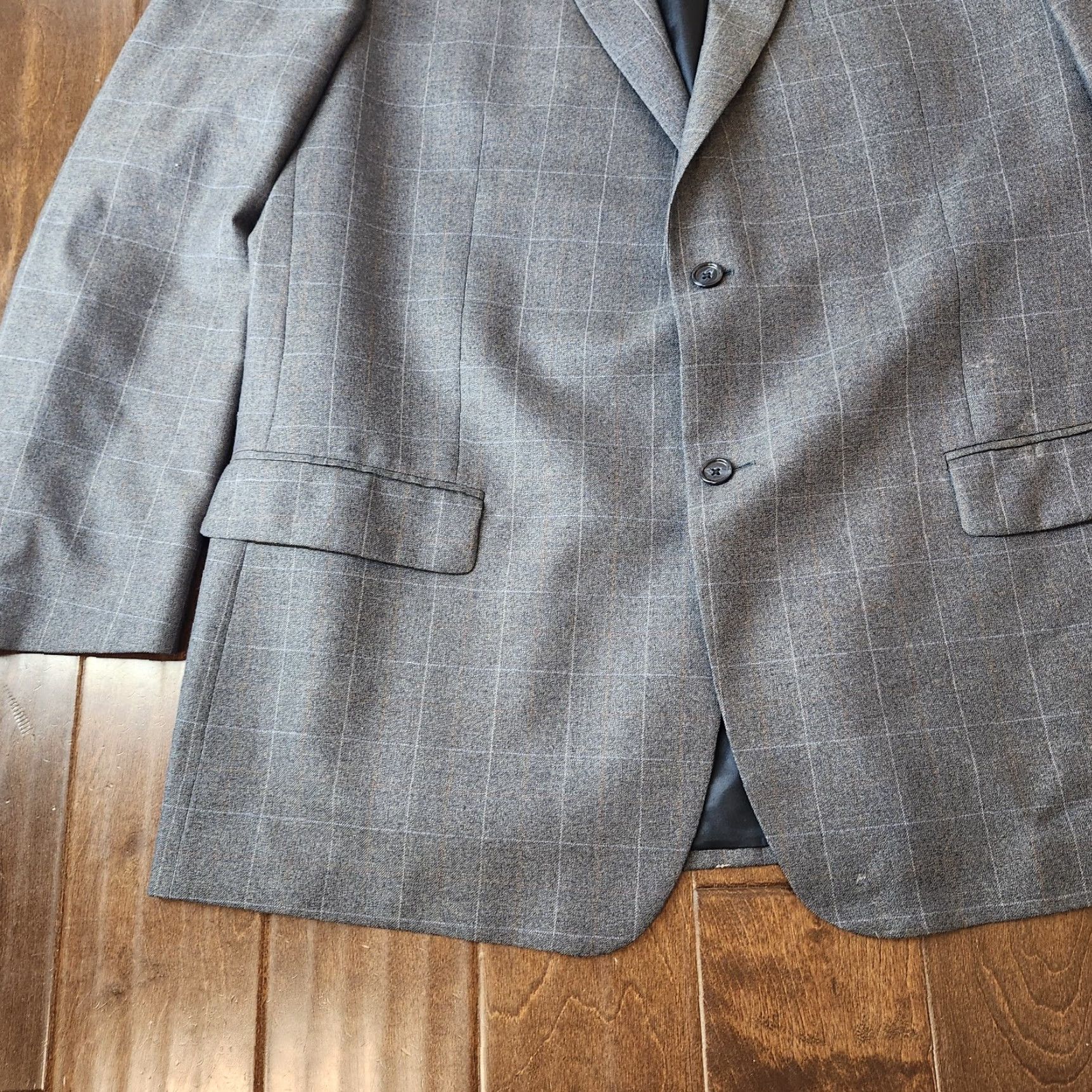 Joseph VINTAGE? No. Joseph Feiss Blazer 48L Gray Windowpane Wool Silk Sport Coat Mens Size 48R - 6 Thumbnail