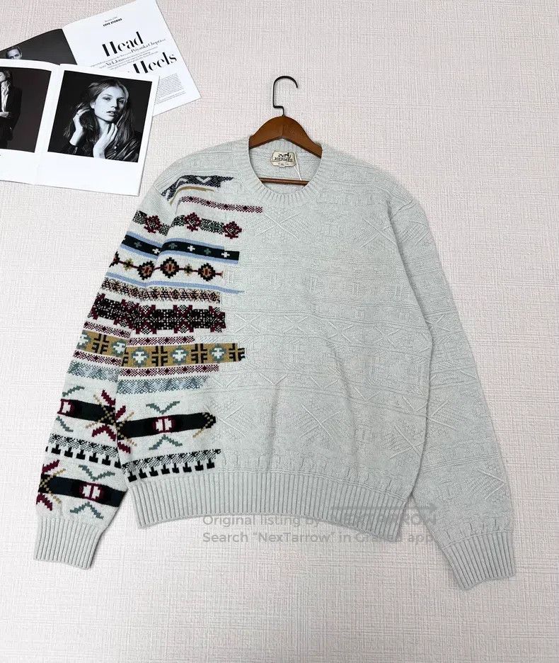 Hermes Hermes Jacquard knit cashmere sweater Size US XXL / EU 58 / 5 - 1 Thumbnail