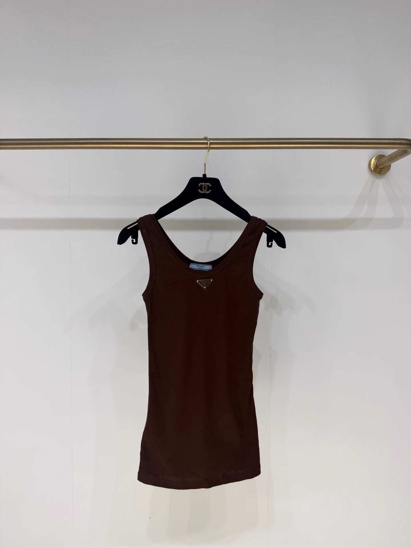 Prada Prada Brown Triangle Logo Tank Top New 36 Size XS / US 0-2 / IT 36-38 - 1 Thumbnail