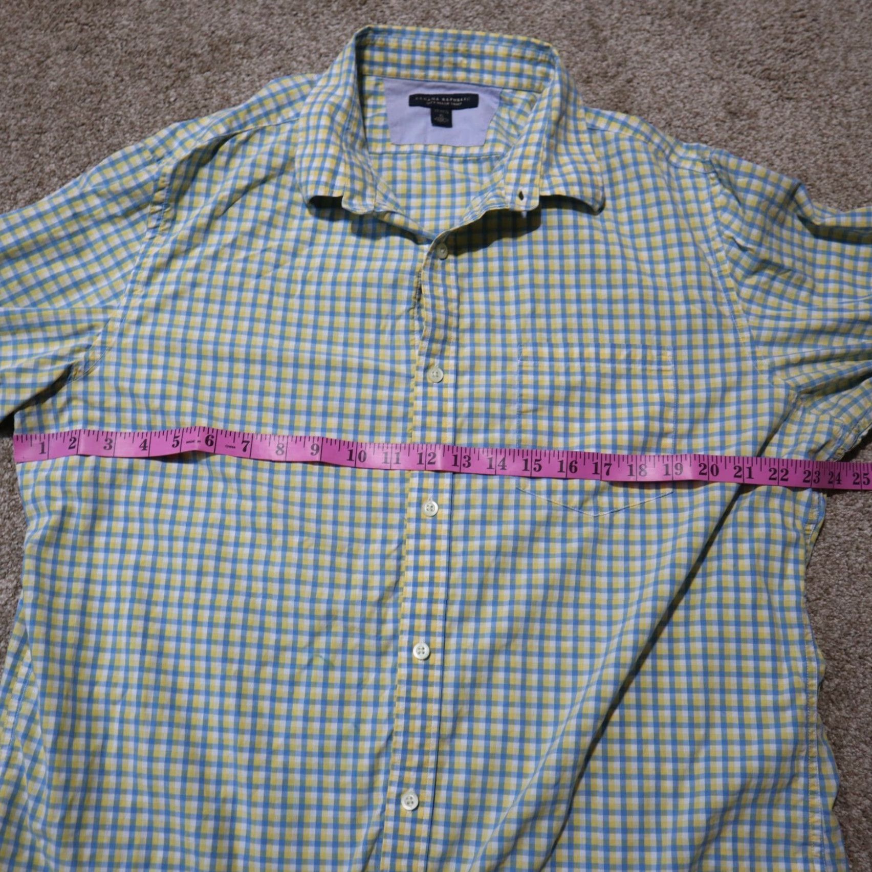 Banana Republic Banana Republic Shirt Button-Up Men Yellow Blue Plaid Multicolor Cotton Slim Long Sleeve Size 17.5 Regular Size US XXL / EU 58 / 5 - 5 Thumbnail