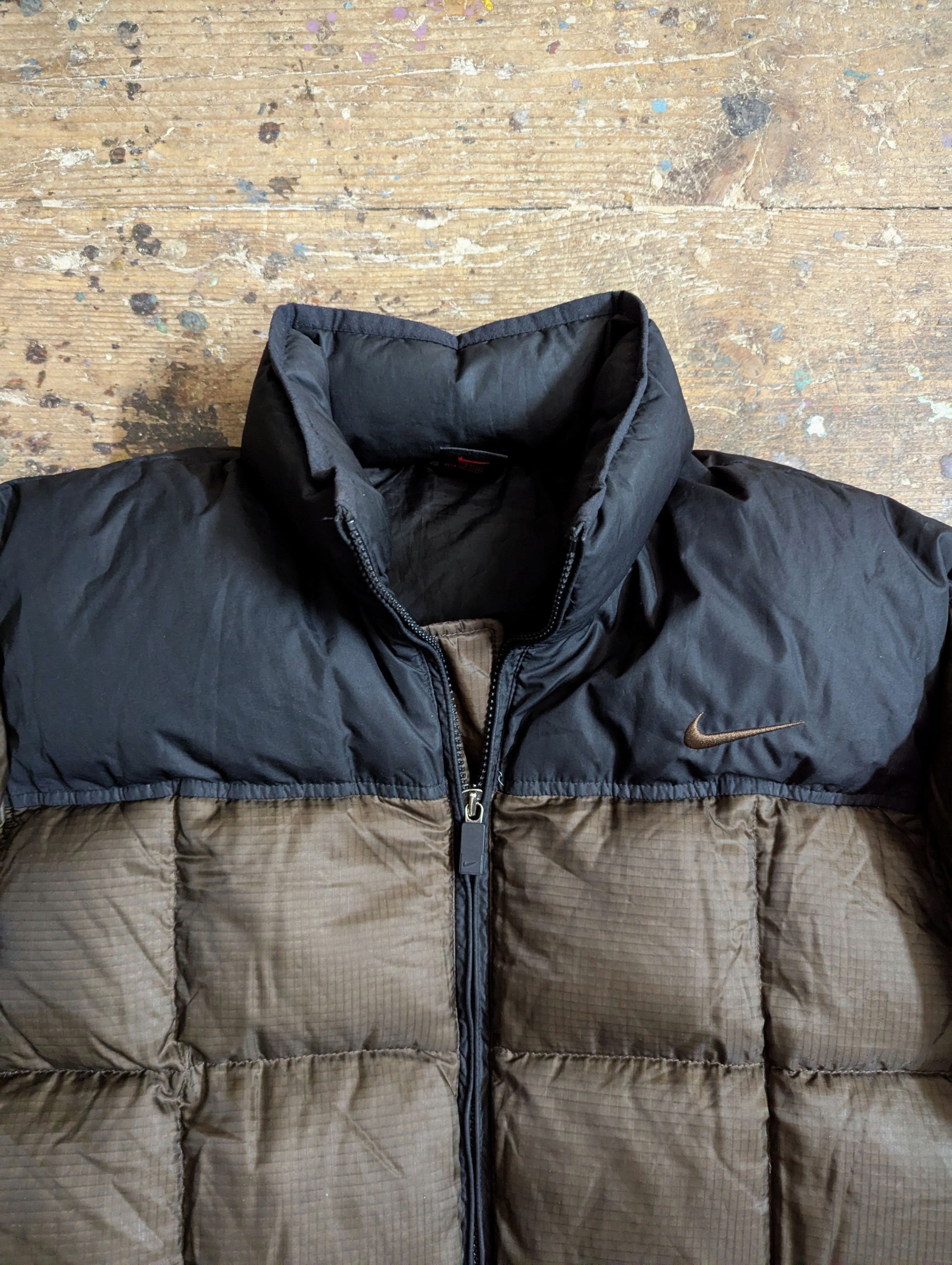 Nike 00s Nike Swoosh Brown Down Puffer Jacket Size US M / EU 48-50 / 2 - 3 Thumbnail