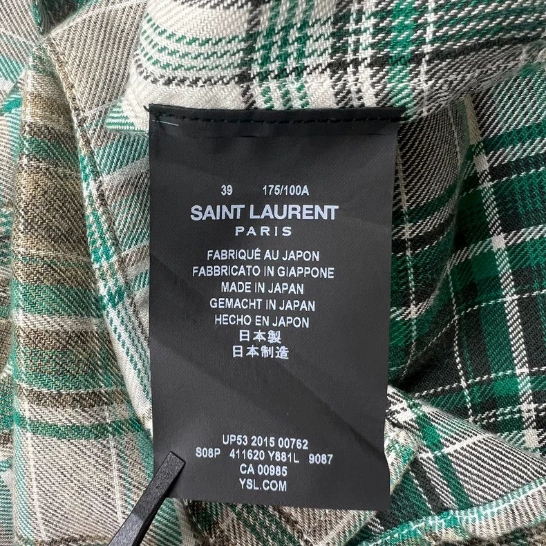 Yves Saint Laurent Saint Laruent size 39 16ss green plaid mist-rendered shirt Size US M / EU 48-50 / 2 - 4 Thumbnail