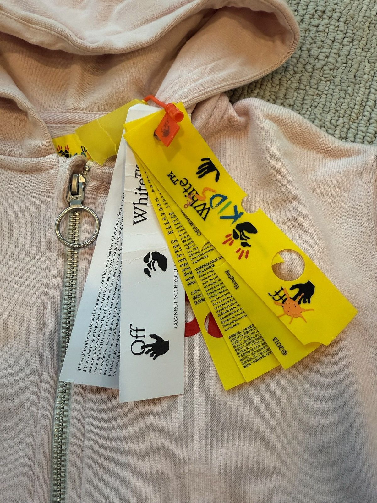 Off-White × Virgil Abloh Off-White Kids Diag Zip-up Hoodie Pink size 4 Kids Size S / US 4 / IT 40 - 5 Thumbnail