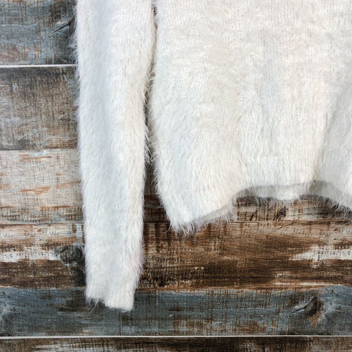 Homespun Knitwear × Japanese Brand DLL Colza White mohair shaggy fur Knitwear #C228 Size S / US 4 / IT 40 - 16 Thumbnail
