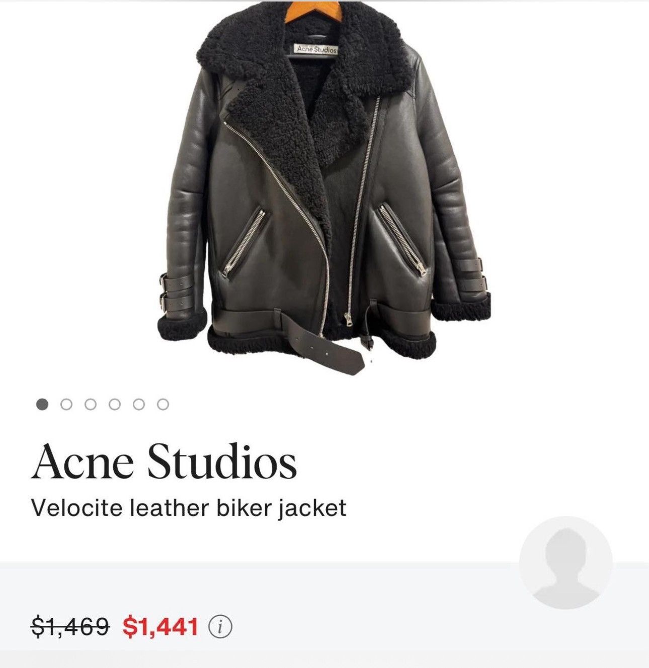Acne Studios Acne Studios Shearling Biker Jacket — Black (Size S) Size US S / EU 44-46 / 1 - 8 Thumbnail