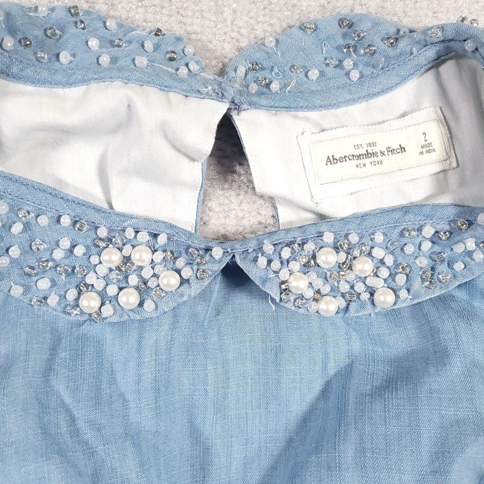 Abercrombie & Fitch VINTAGE Abercrombie & Fitch Mini Dress Women Beaded Cutout Back Blue Collar Y2K Dress A-Line Short Sleeveless Zip Size S / US 4 / IT 40 - 4 Thumbnail