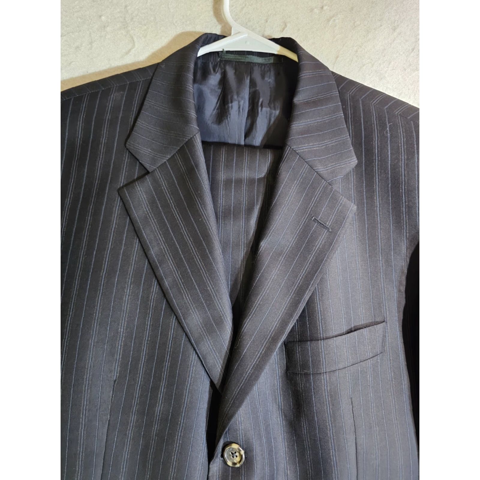 Hugo Boss HUGO BOSS Classic 2 Pc Lucca Lanificio Cerruti Blue Pin Suit Mens 44 34x28 Striped Size 44R - 4 Thumbnail