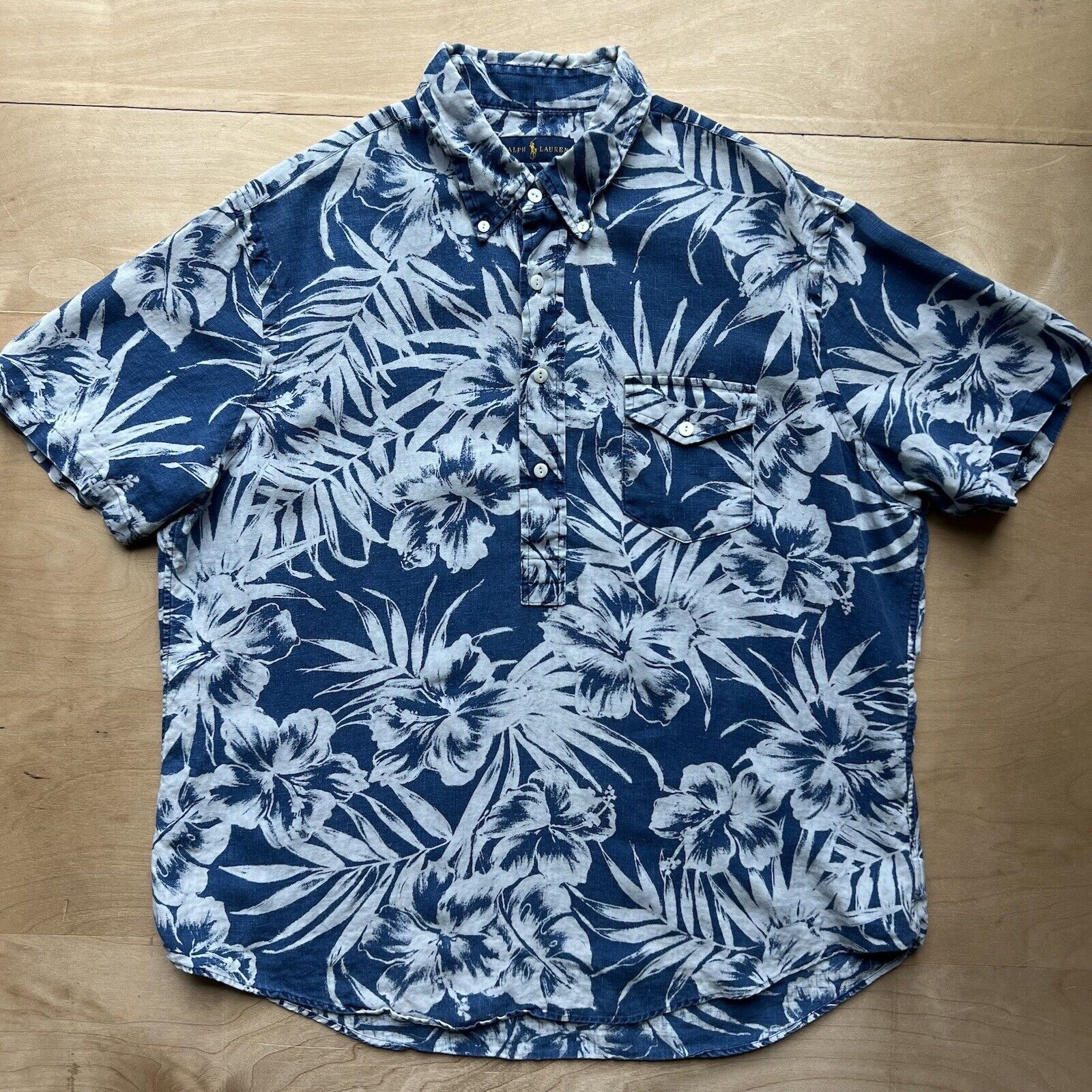 Polo Ralph Lauren Polo Ralph Lauren Linen Shirt XL Blue Hawaiian Floral Summer Size US XL / EU 56 / 4 - 1 Thumbnail