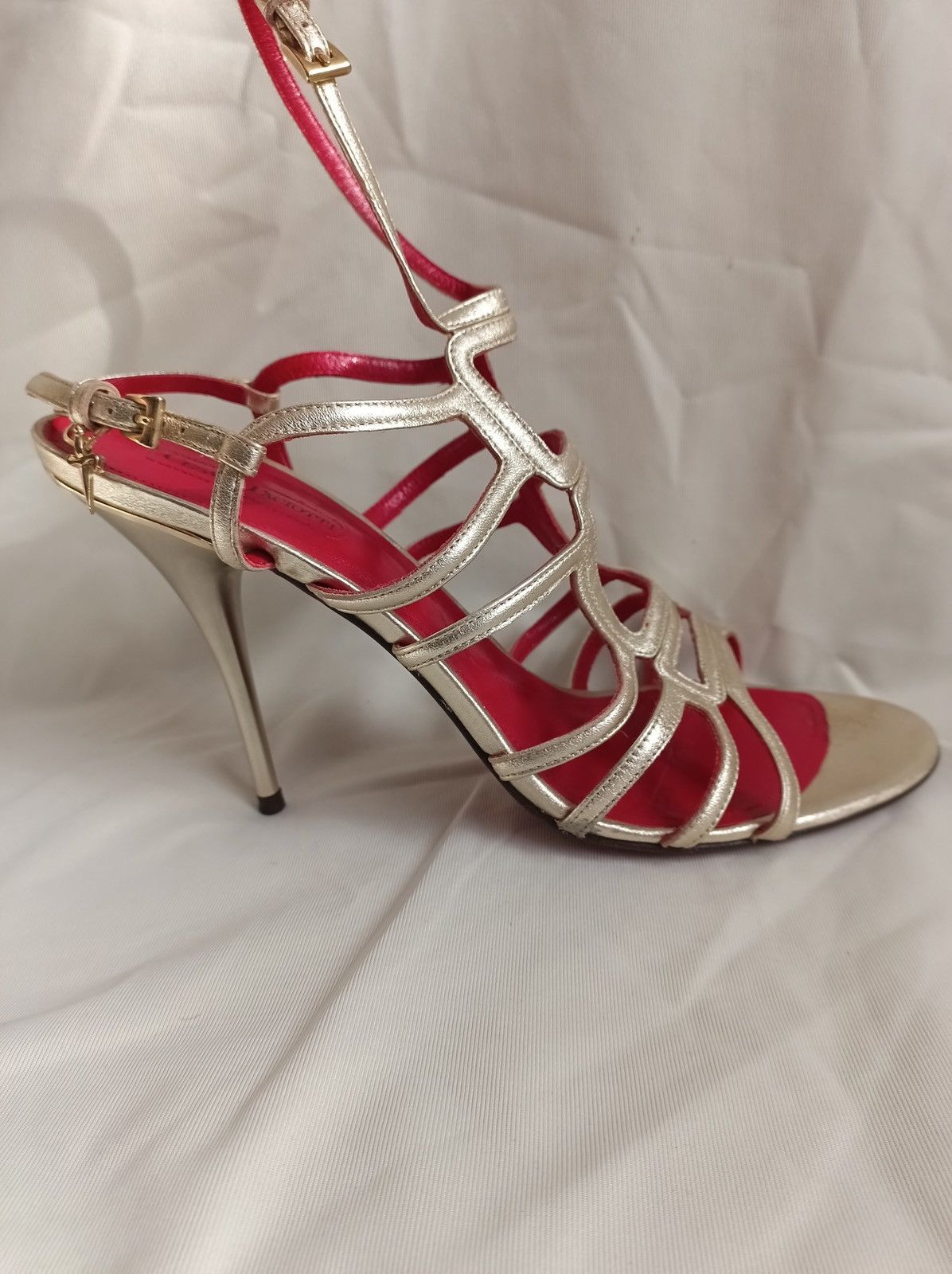 Paciotti Cesare Paciotti Gold Red Leather Heels Sandals EU 41 Size US 11 / IT 41 - 6 Thumbnail