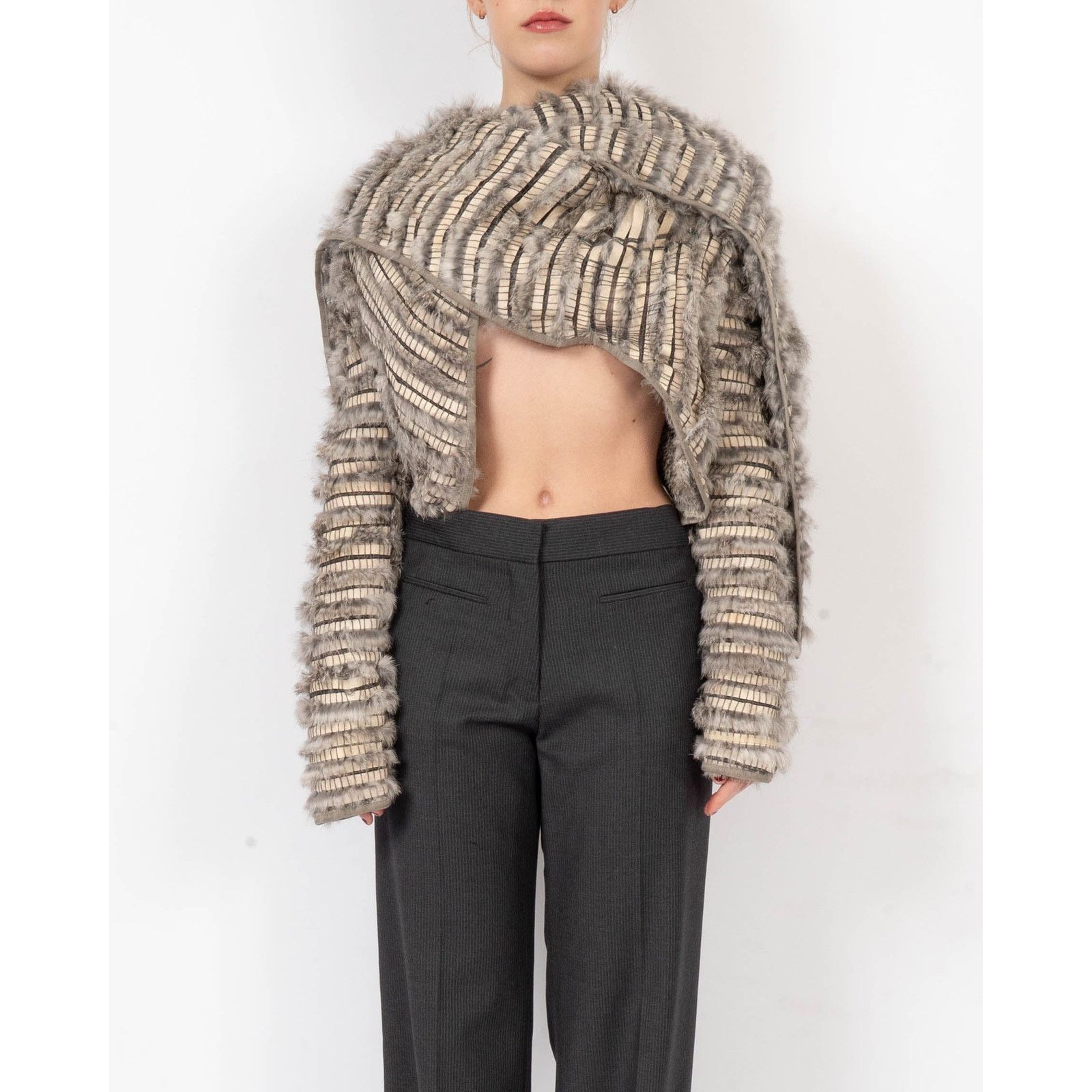 Haider Ackermann FW06 Scarf Collar Fur Jacket in Grey Mink Size S / US 4 / IT 40 - 6 Thumbnail