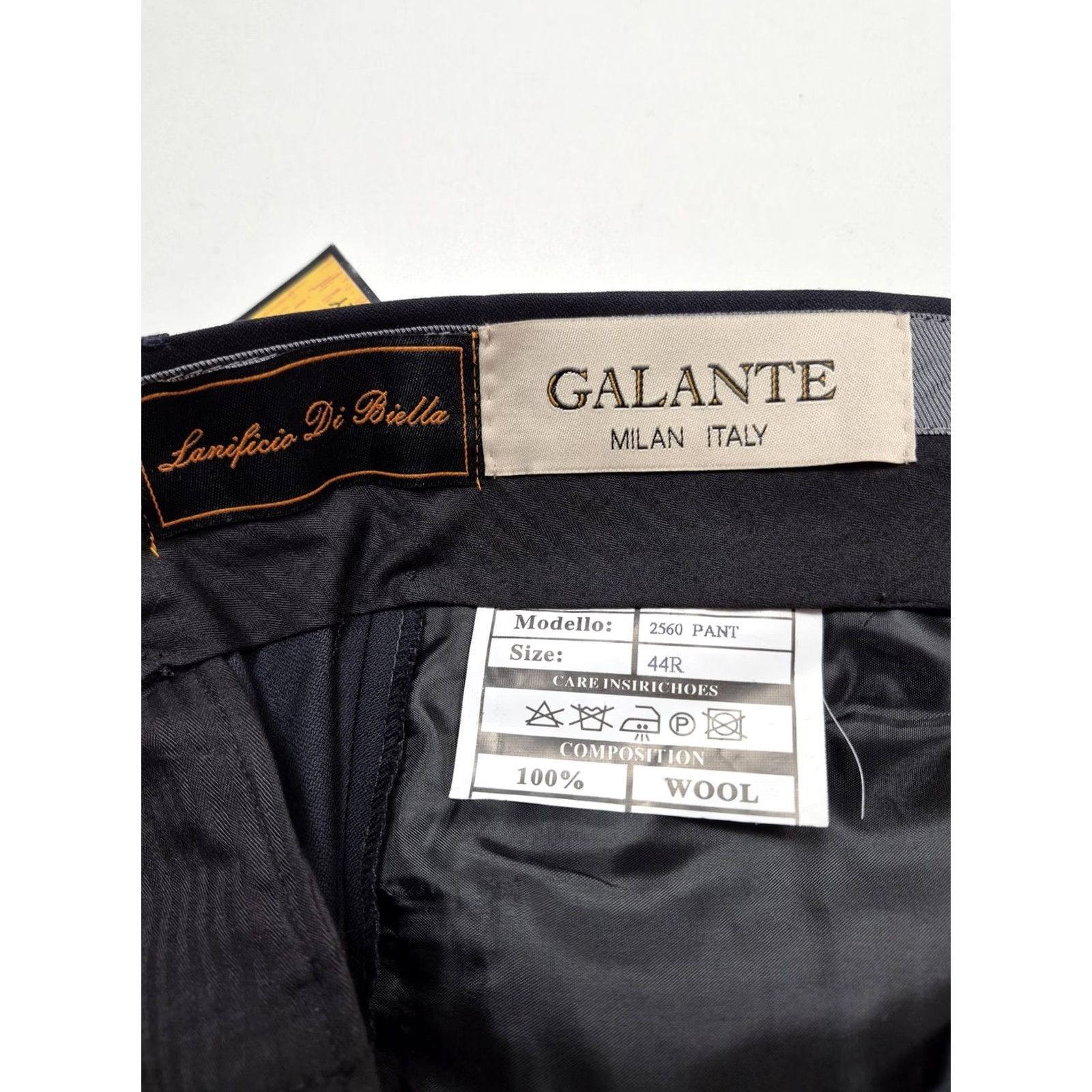 Vintage Galante Pants Mens 44x36 Black Wool Flat Front Straight Unhemmed NWT Dress Size US 44 / EU 60 - 5 Thumbnail