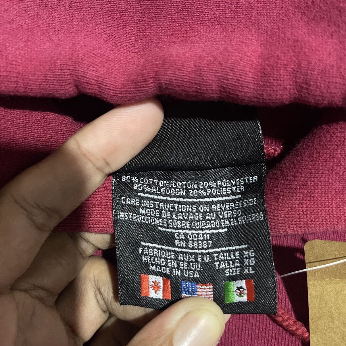 Adidas Vintage 90s Adidas Trefoil Hoodie – Made in USA – Burgundy Size US XL / EU 56 / 4 - 7 Thumbnail