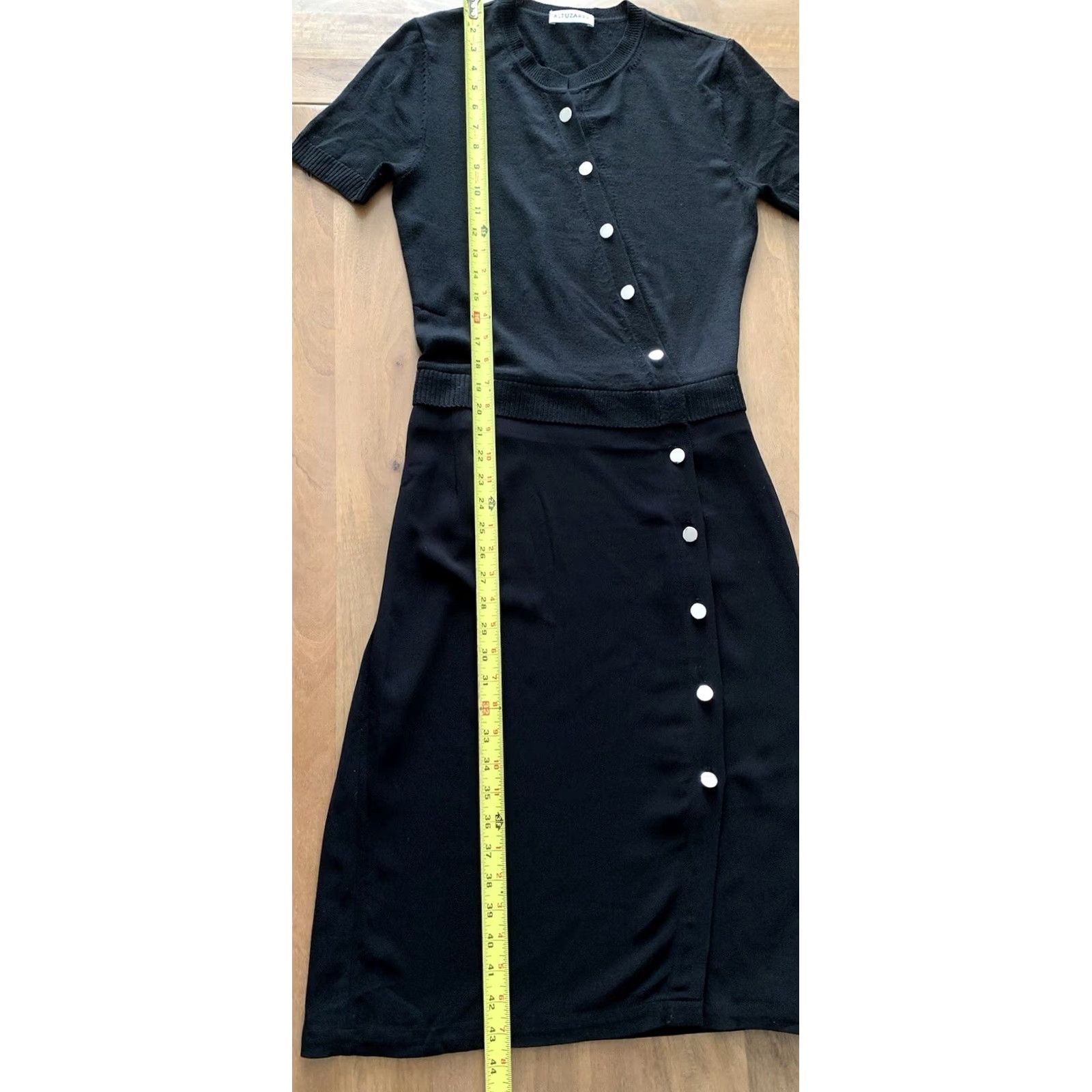 Altuzarra Altuzarra Hestia Knit Merino Viscose Front Button Shift Dress Black Midi 36 Women's Cap Sleeve Button Neck Round Vintage? Size XS / US 0-2 / IT 36-38 - 7 Thumbnail