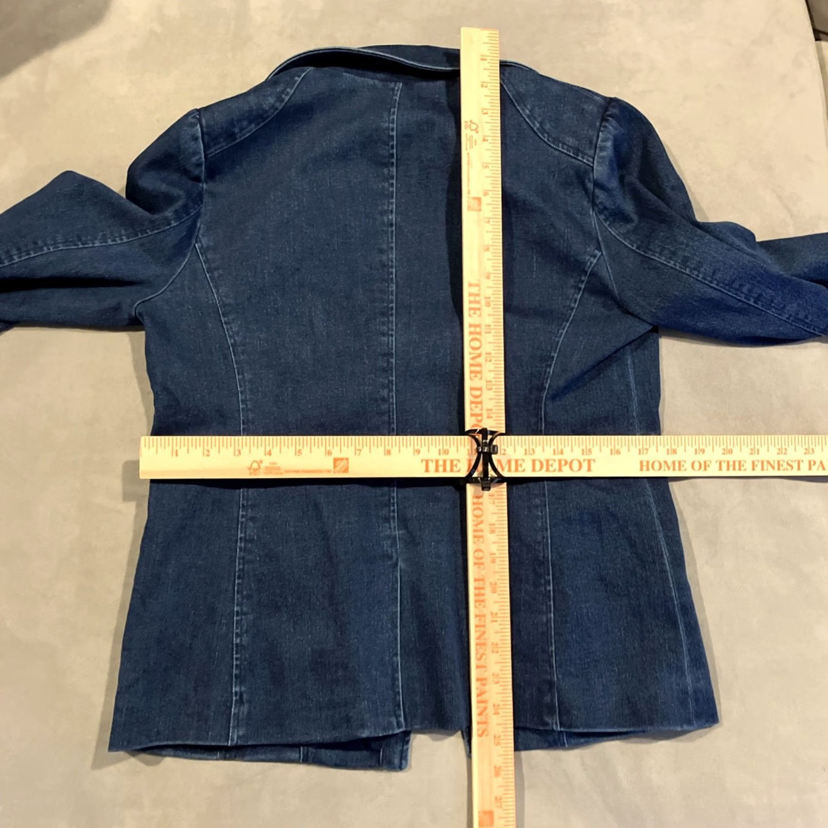 Vintage IMAN Denim Blazer Womens Regular Medium Black Cotton Gold Buttons Wide Lapel Mid-Length Button Slip On Blazer, Denim, Jacket, Coat - IMAN Global Chic Size M / US 6-8 / IT 42-44 - 6 Thumbnail
