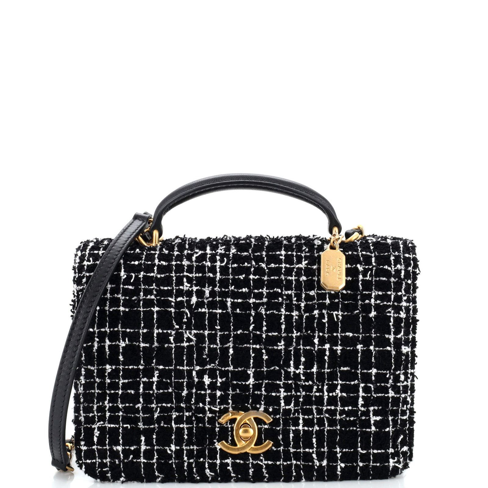 Chanel CC Top Handle Chain Full Flap Bag Quilted Tweed Size ONE SIZE - 1 Thumbnail