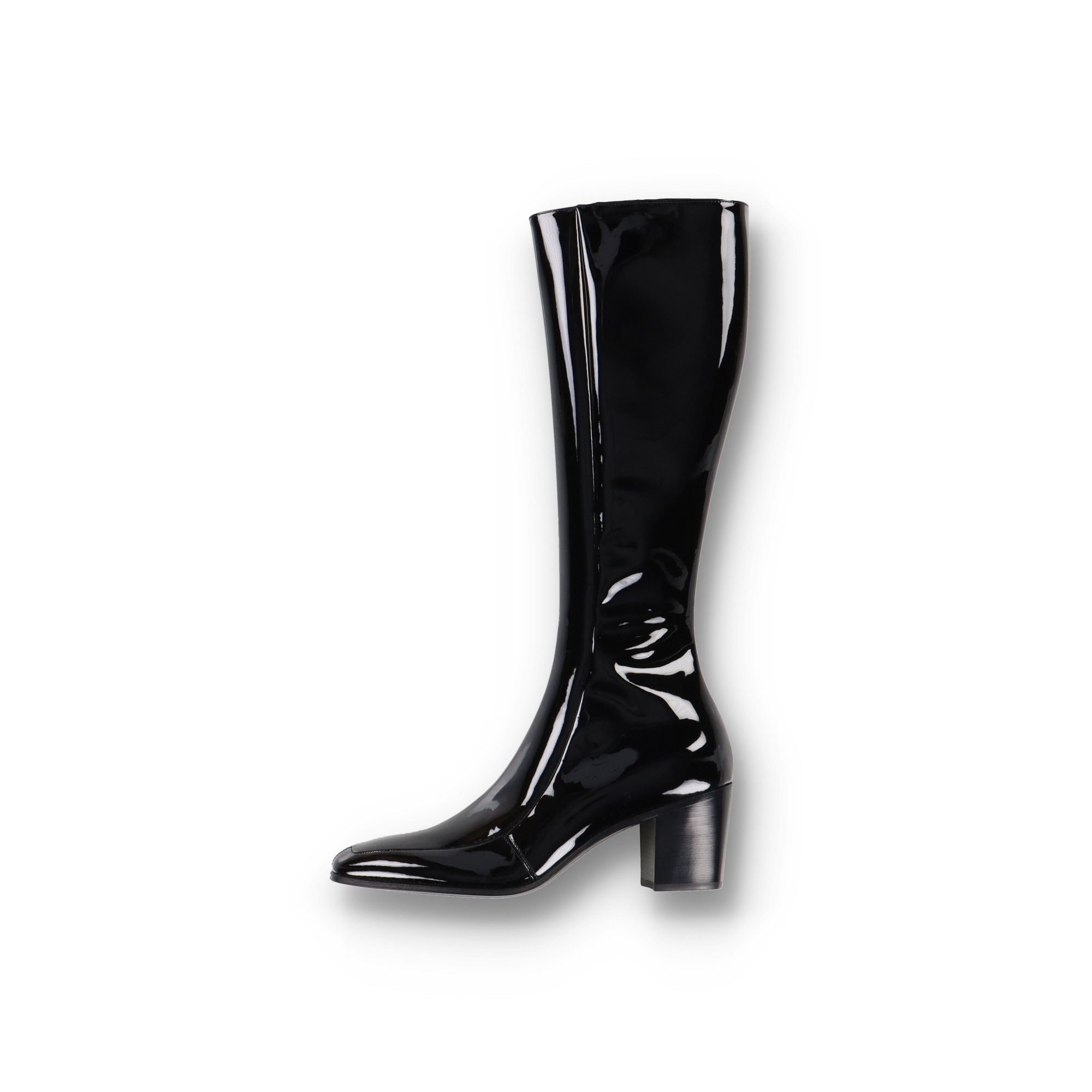 Saint Laurent Paris Black Patent Leather Otto 70 Zip Boots Size US 8 / EU 41 - 2 Thumbnail