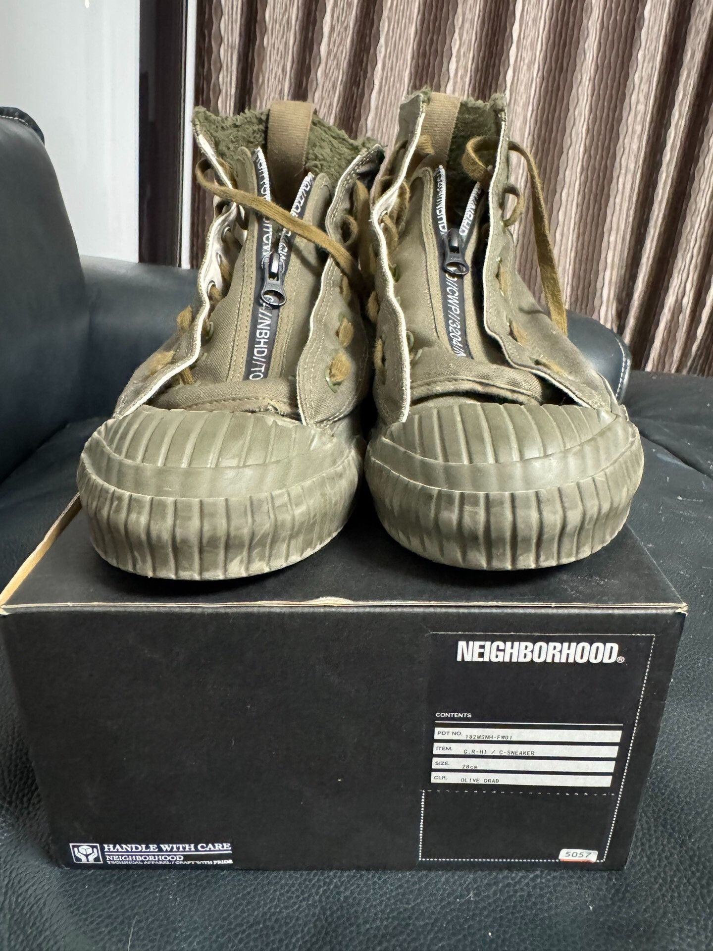 Neighborhood Neighborhood G.R-Hi Olive Drab Plush Canvas Shoes Size US 12 / EU 45 - 1 Thumbnail