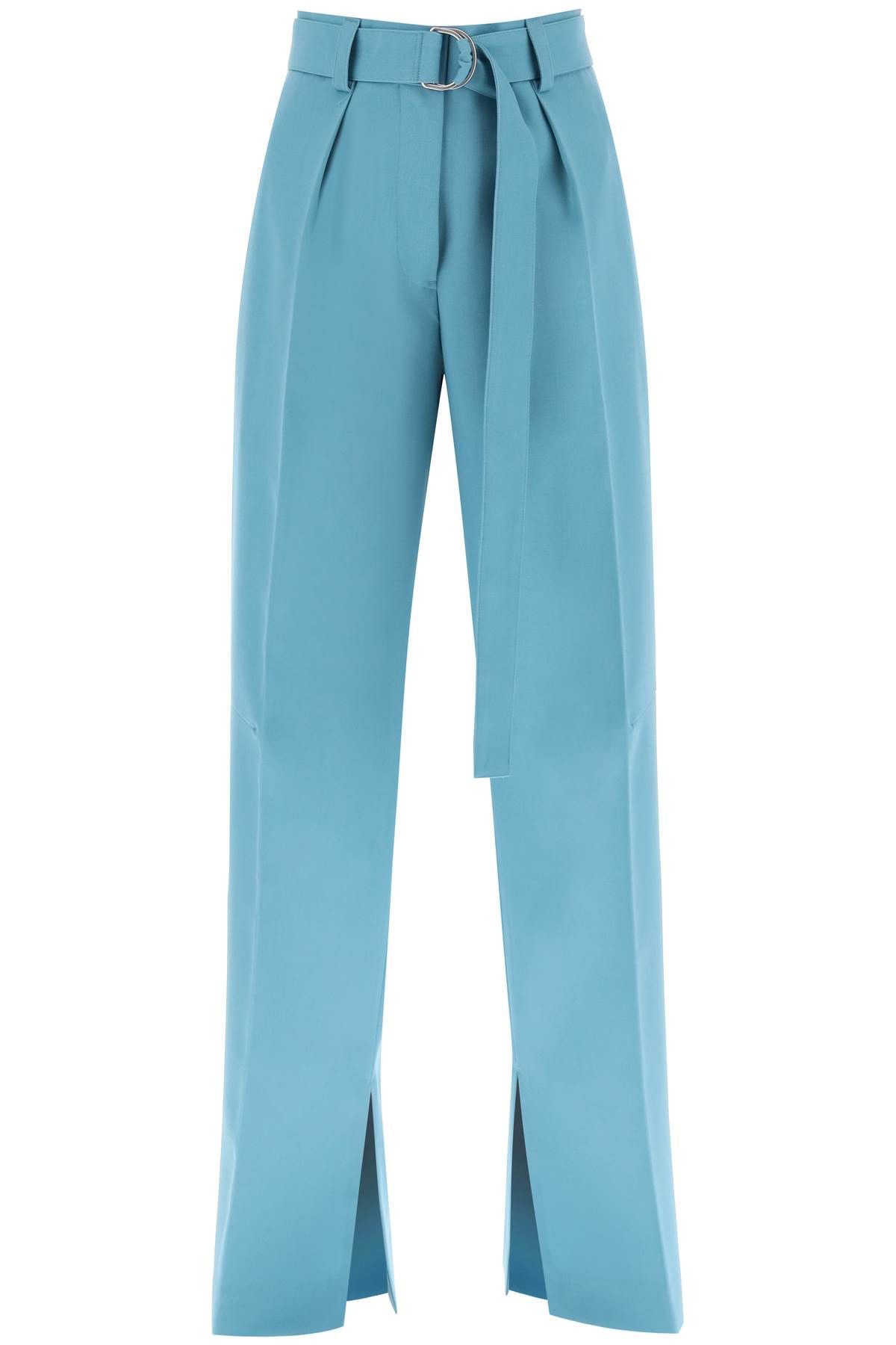 image of Jil Sander Wide Leg Pants In Light Wool in Verdigris, Women's (Size 26)