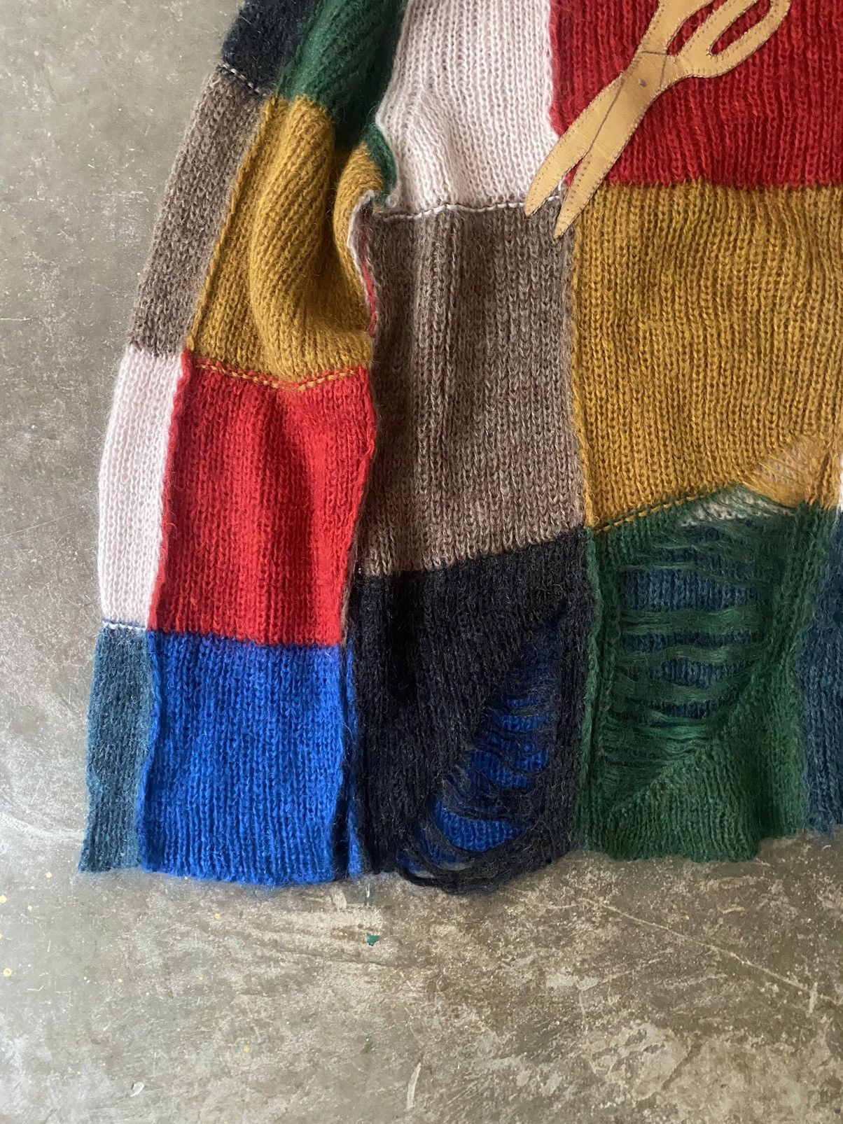 Japanese Brand Khoki Damaged Knit Sweater Sillage Kapital Visvim Boro Kuon Size US XL / EU 56 / 4 - 4 Thumbnail