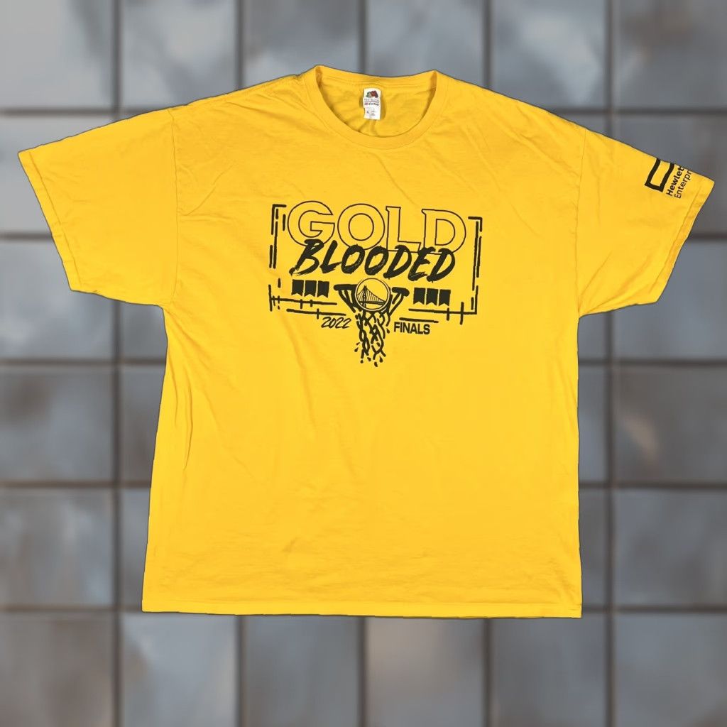 Fruit Of The Loom Golden State Warriors T-Shirt Unisex Adults XL Gold 2022 NBA Finals Short Sleeve Blooded HP Size US XL / EU 56 / 4 - 1 Thumbnail