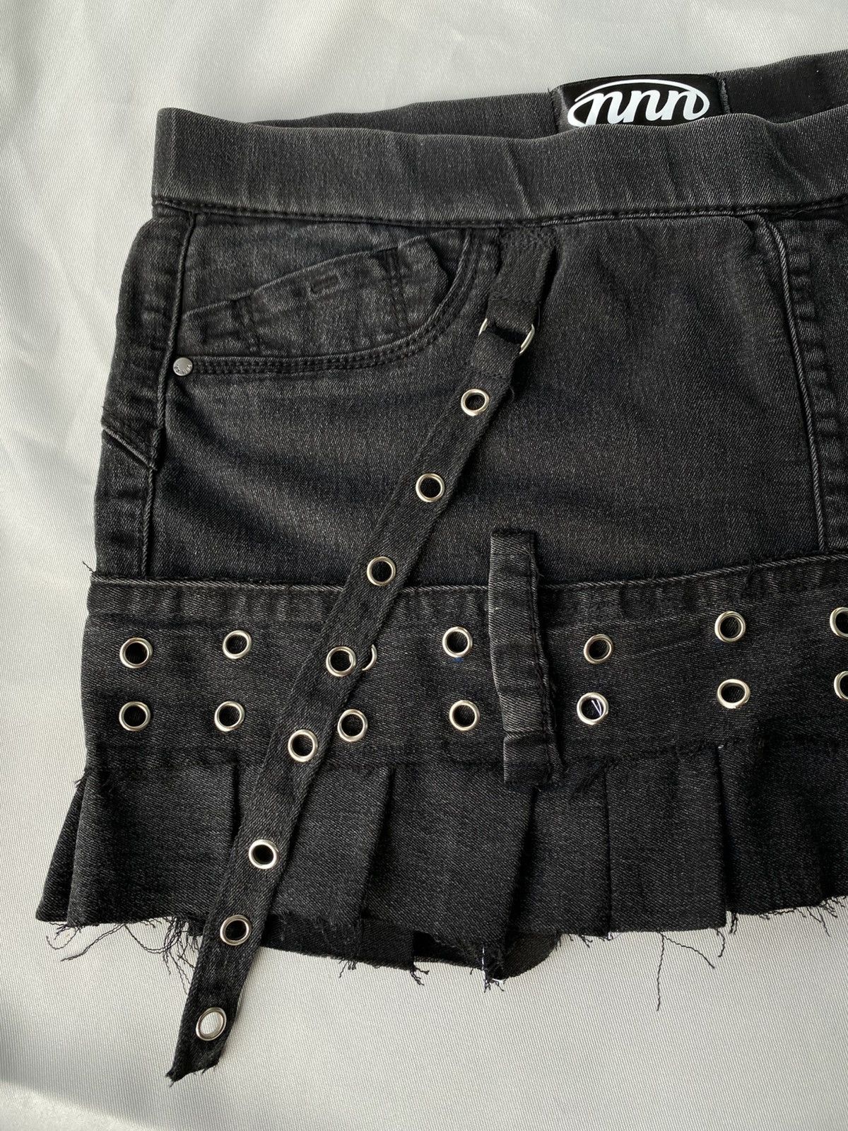 Other × Vintage Custom soft denim skirt, punk style, black, size 8 Size 30" / US 8 / IT 44 - 5 Thumbnail