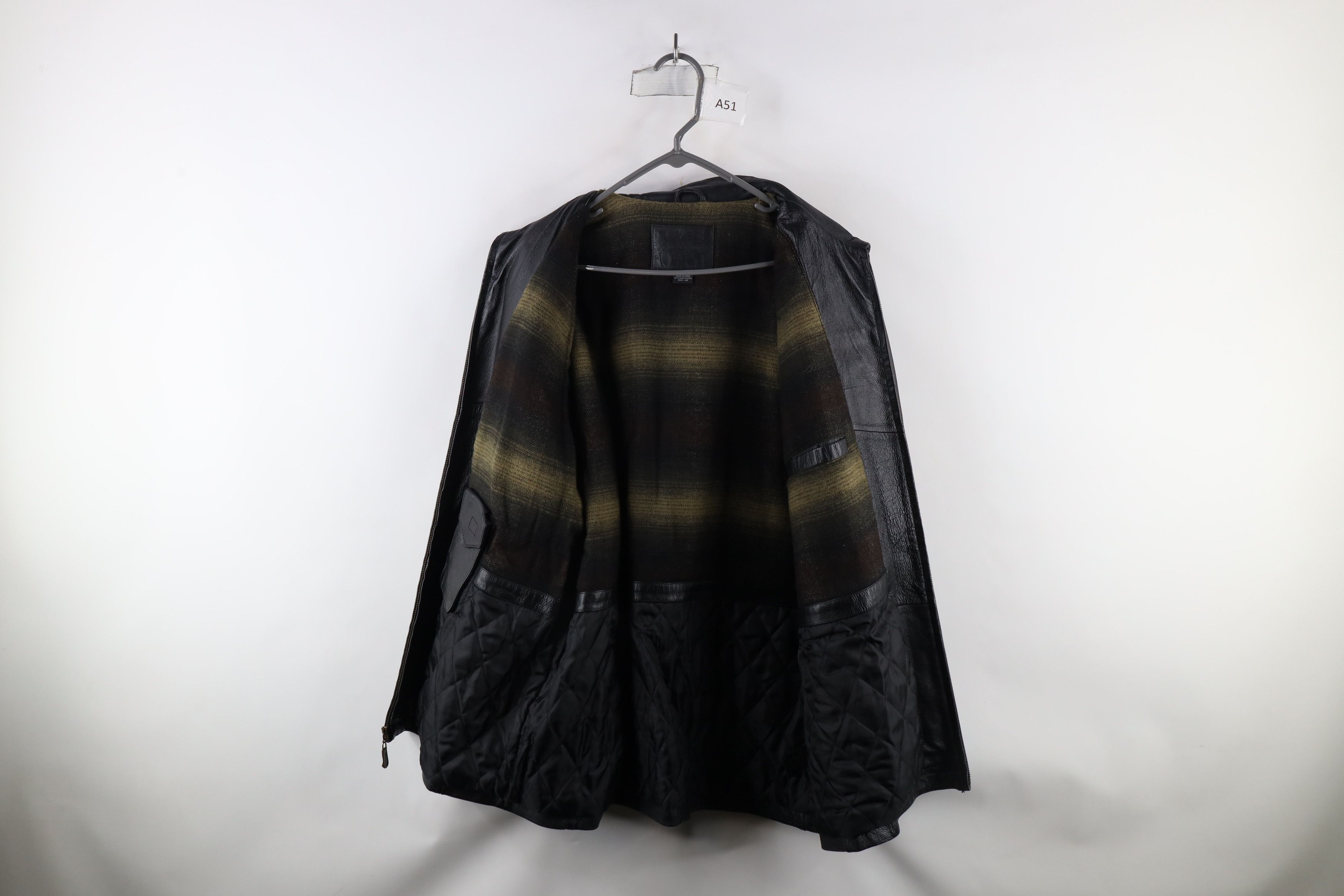 Vintage Vintage 90s Streetwear Lined Full Zip Leather Jacket Black Size US M / EU 48-50 / 2 - 7 Thumbnail