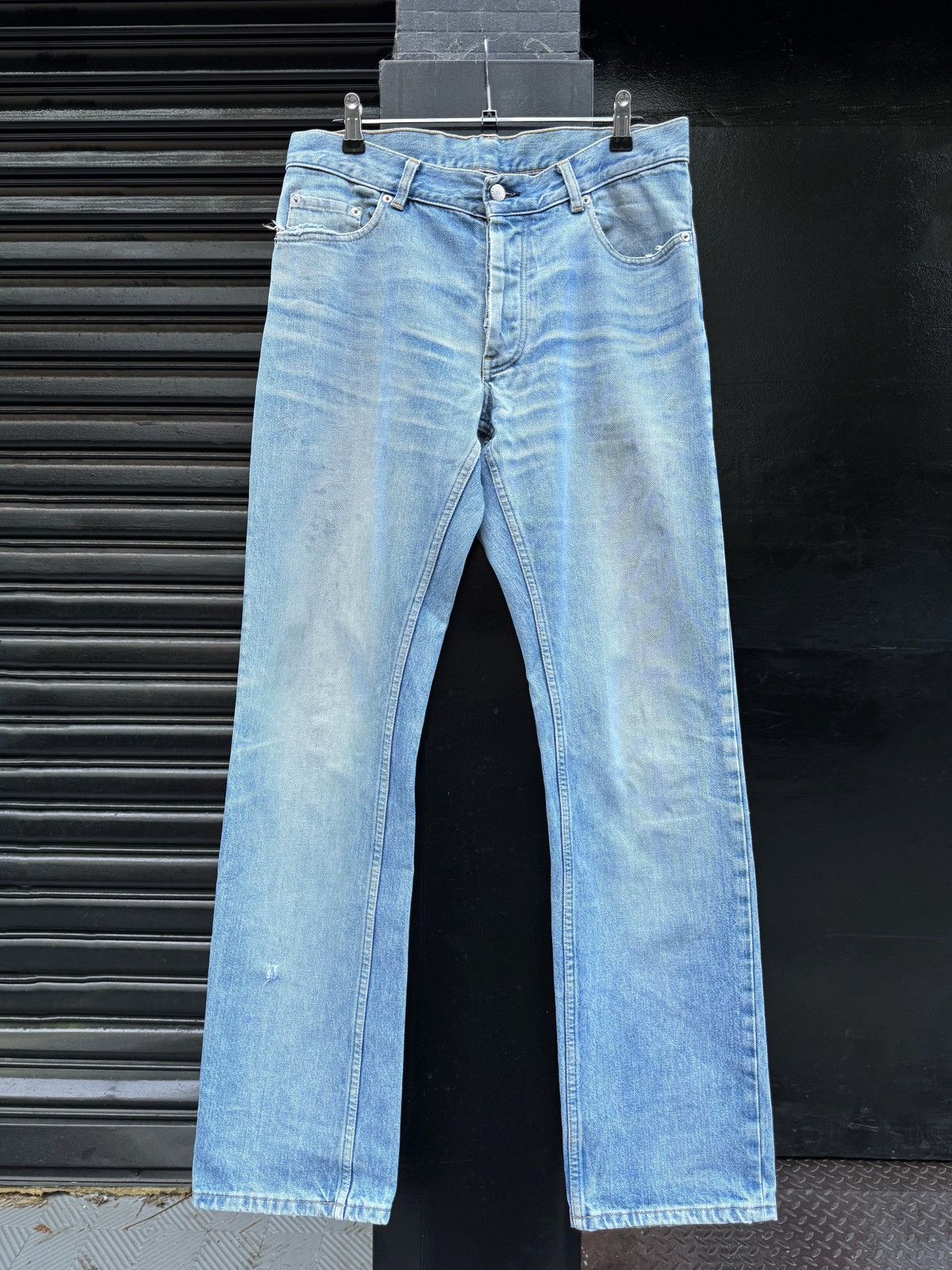 Helmut Lang Helmut Lang 2000 Silver Painter Thrashed Classic Cut Denim Size US 32 / EU 48 - 1 Thumbnail