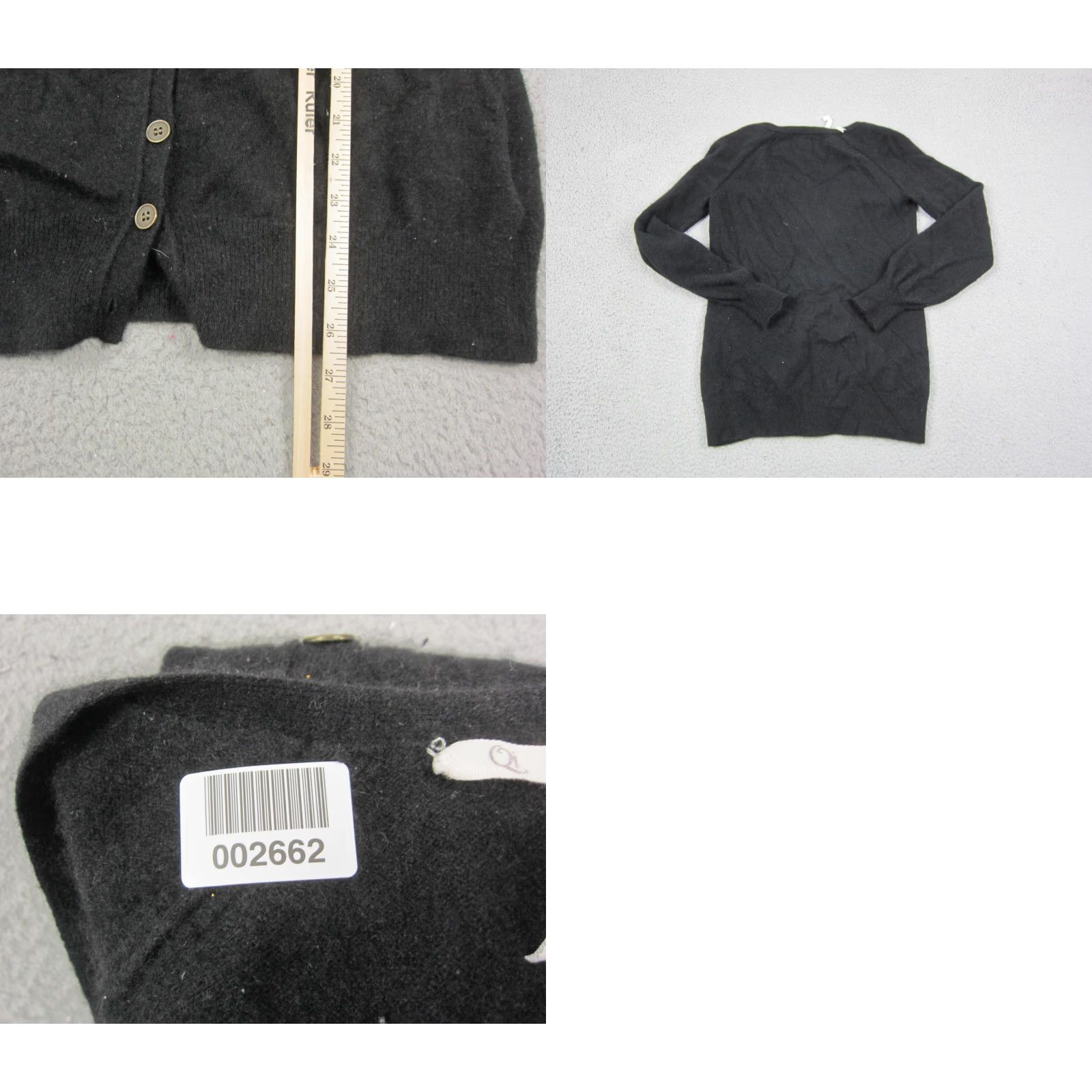 Vintage Qi Sweater Cardigan Women L Black 100% Cashmere Button Fringe V-Neck 80s 90s Classic Knit Size L / US 10 / IT 46 - 9 Thumbnail