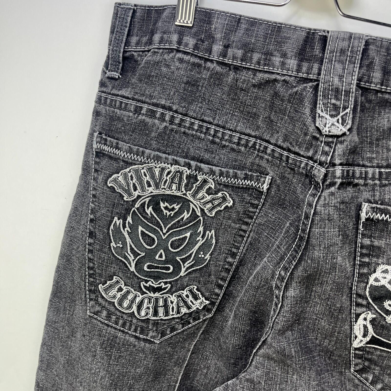 Southpole Vintage Southpole Viva La Lucha Baggy Black Denim Jeans 36 Size US 36 / EU 52 - 3 Thumbnail