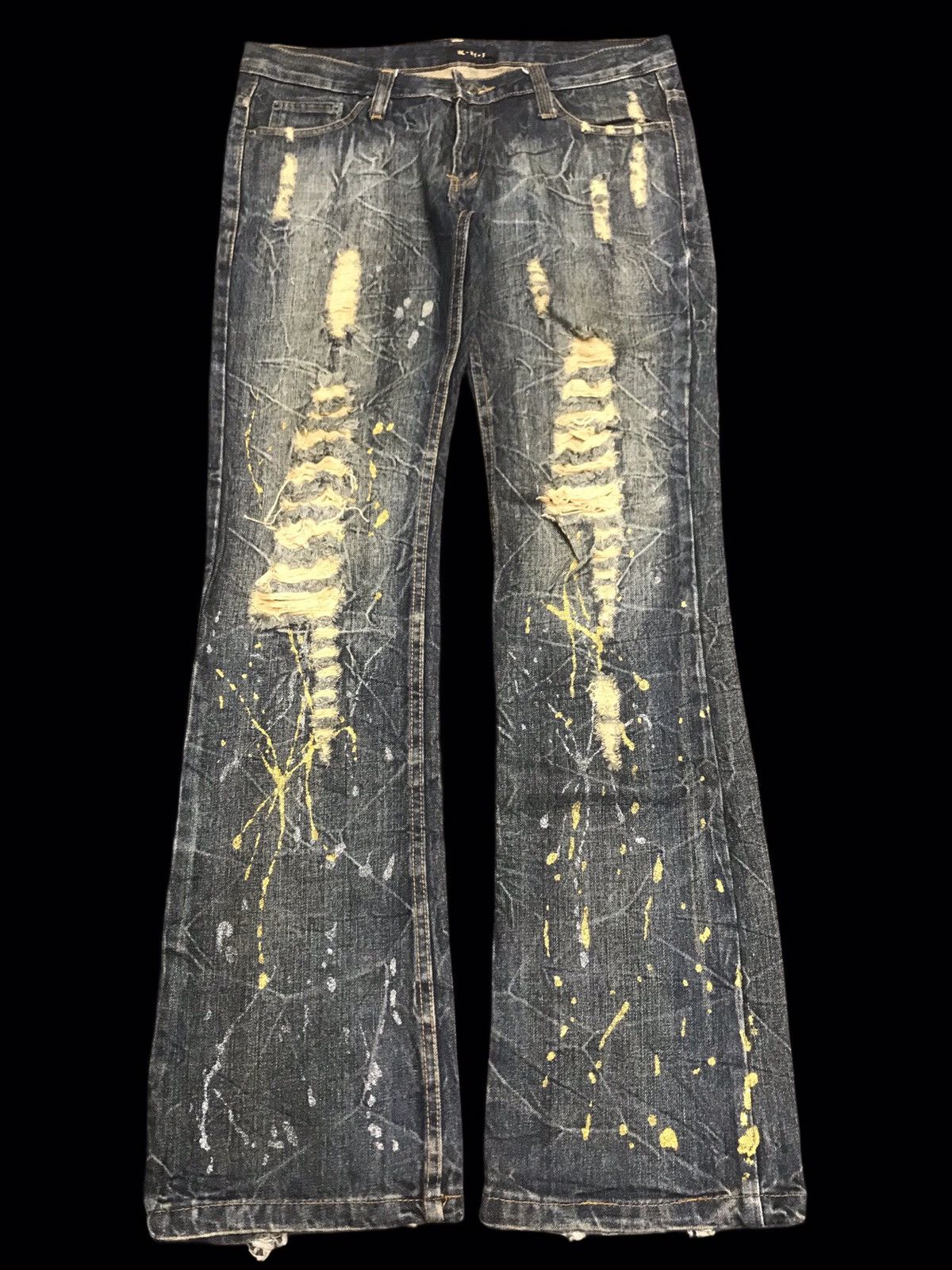 💥FLARE💥K.U.I Distressed Painter Flare Denim F143