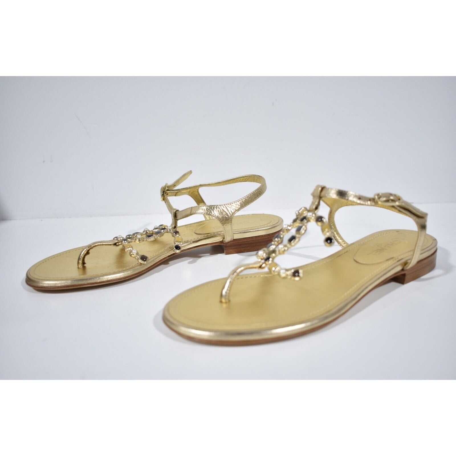 Chanel Chanel 19P Gold Metallized Lambskin CC Logo Mule Slide Size US 6 / IT 36 - 10 Thumbnail