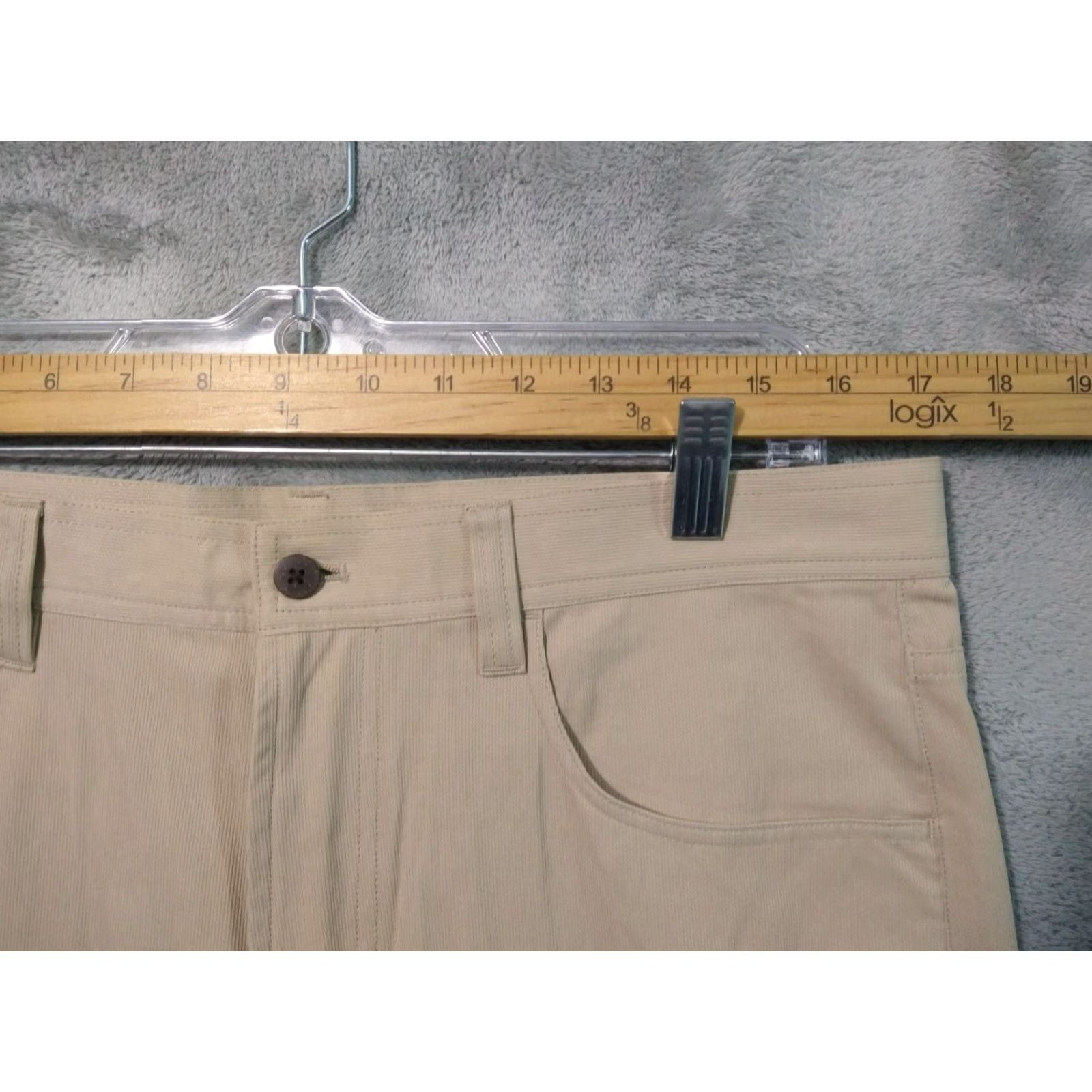 Vintage Paradise Collection Pants Mens 34x30 Beige Chino Silk Blend Flat Front Straight Size US 34 / EU 50 - 3 Thumbnail