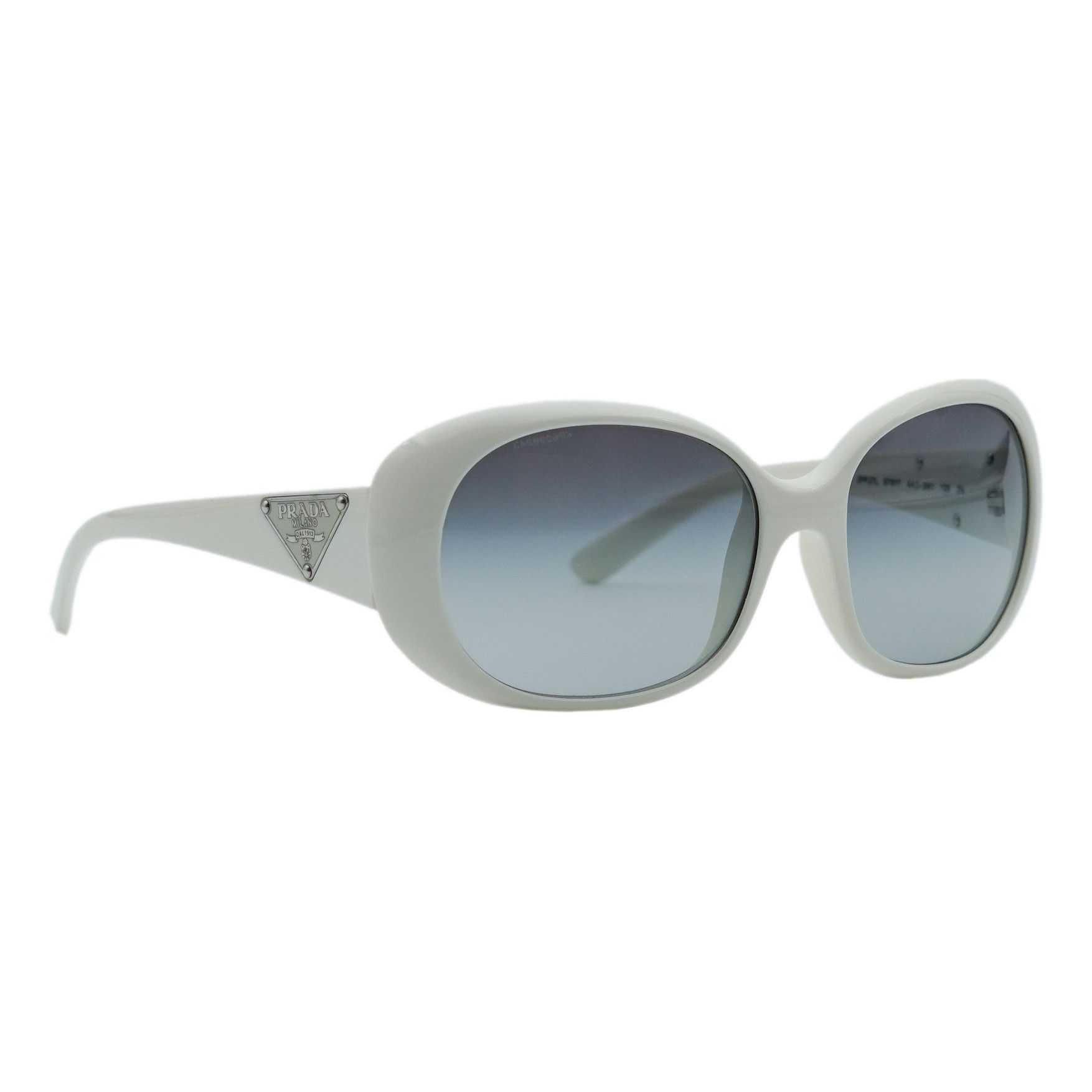 Prada Milano SPR 27L White Oval Triangle Logo Sunglasses