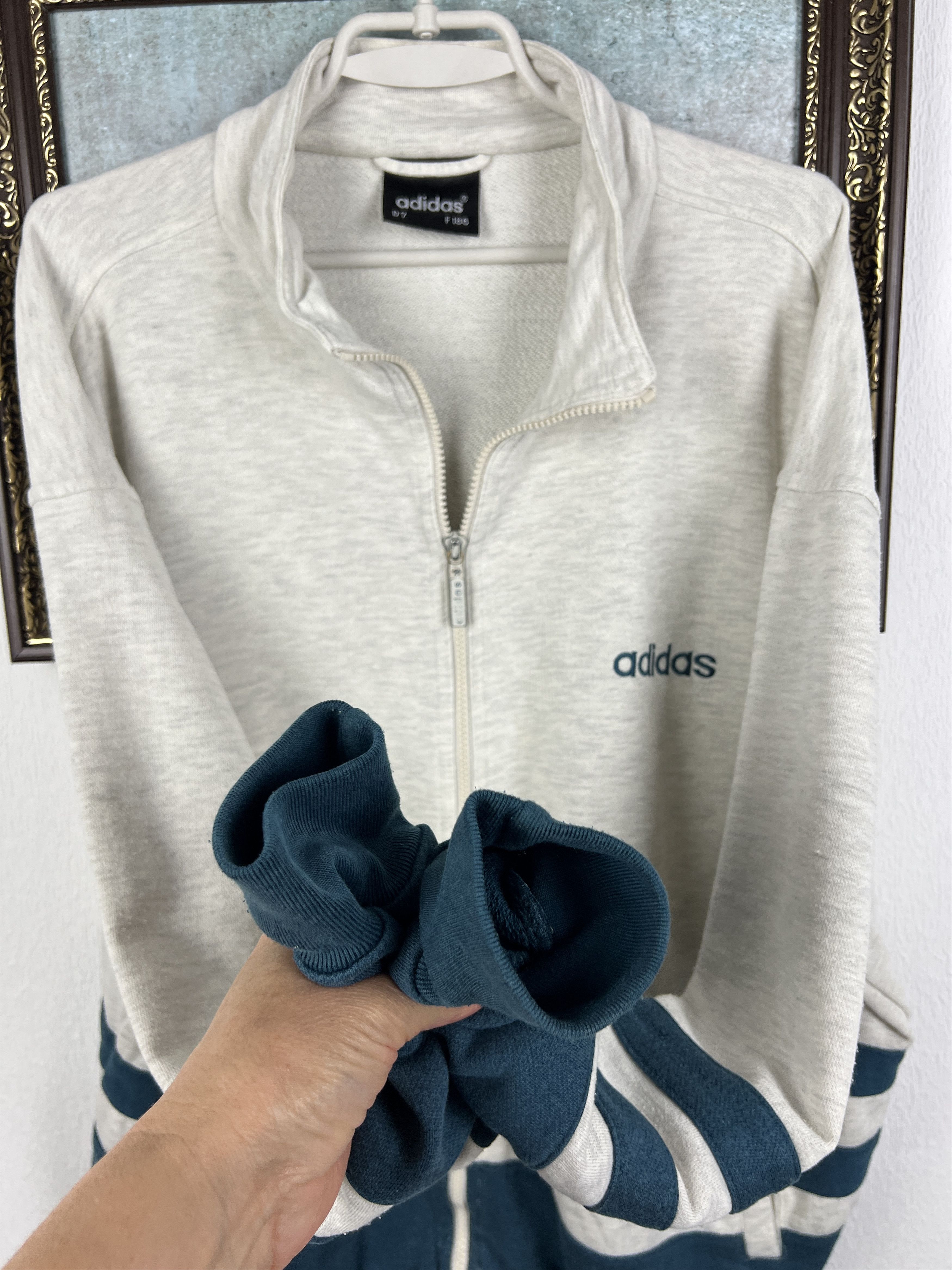 Adidas Vintage 90's Adidas Jacket White Sweater Track Top Zip Hype Size US L / EU 52-54 / 3 - 5 Thumbnail