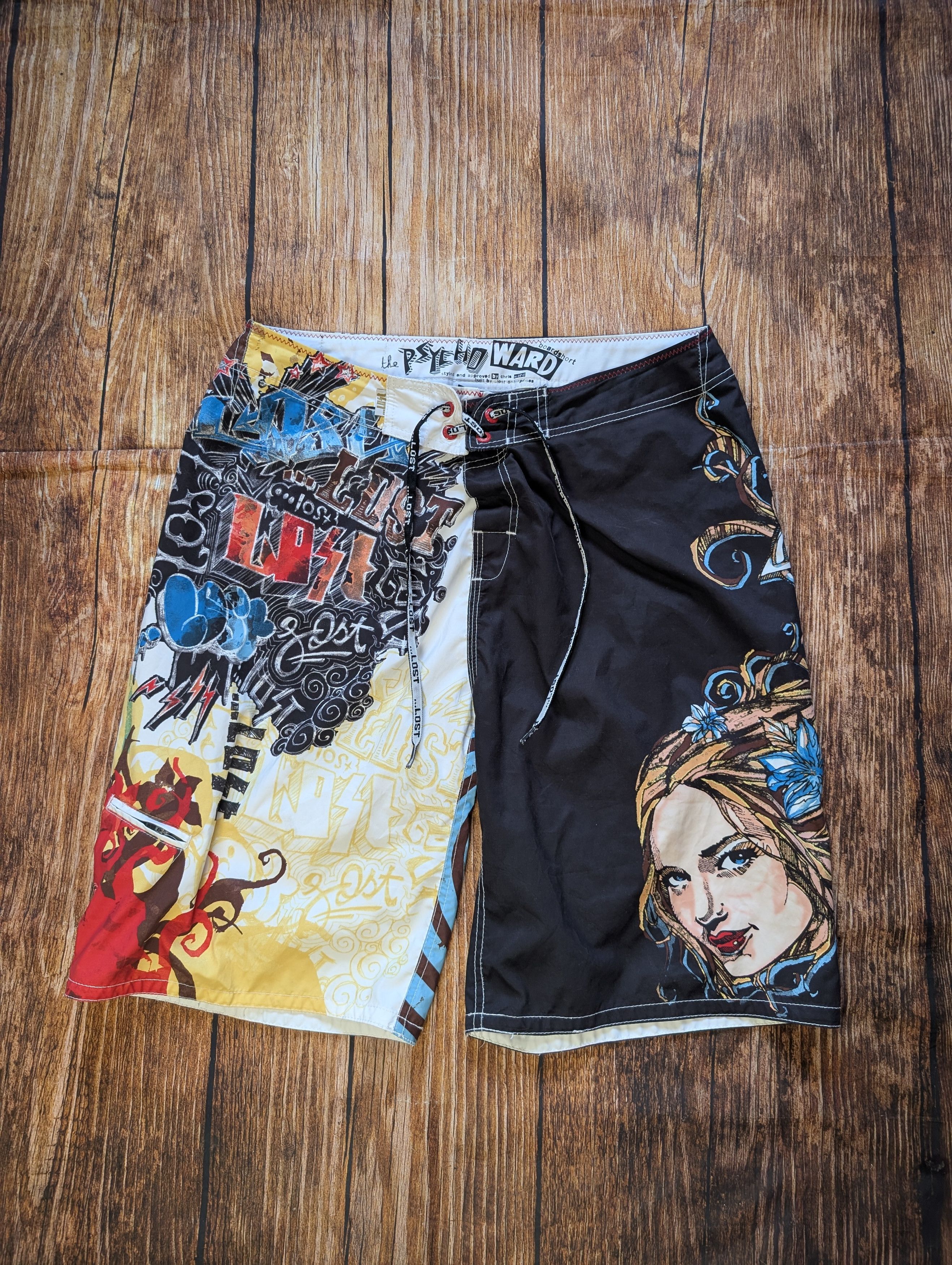 Lost Enterprises × Vintage Psycho ward girl board shorts swimmin trunks Size US 36 / EU 52 - 1 Thumbnail