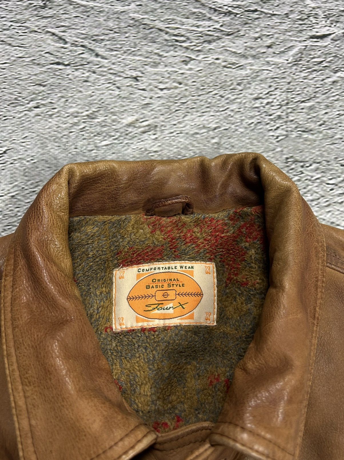 Vintage Vintage Leather Jacket Wool Lining Viscose Brown FourX Size US L / EU 52-54 / 3 - 2 Thumbnail