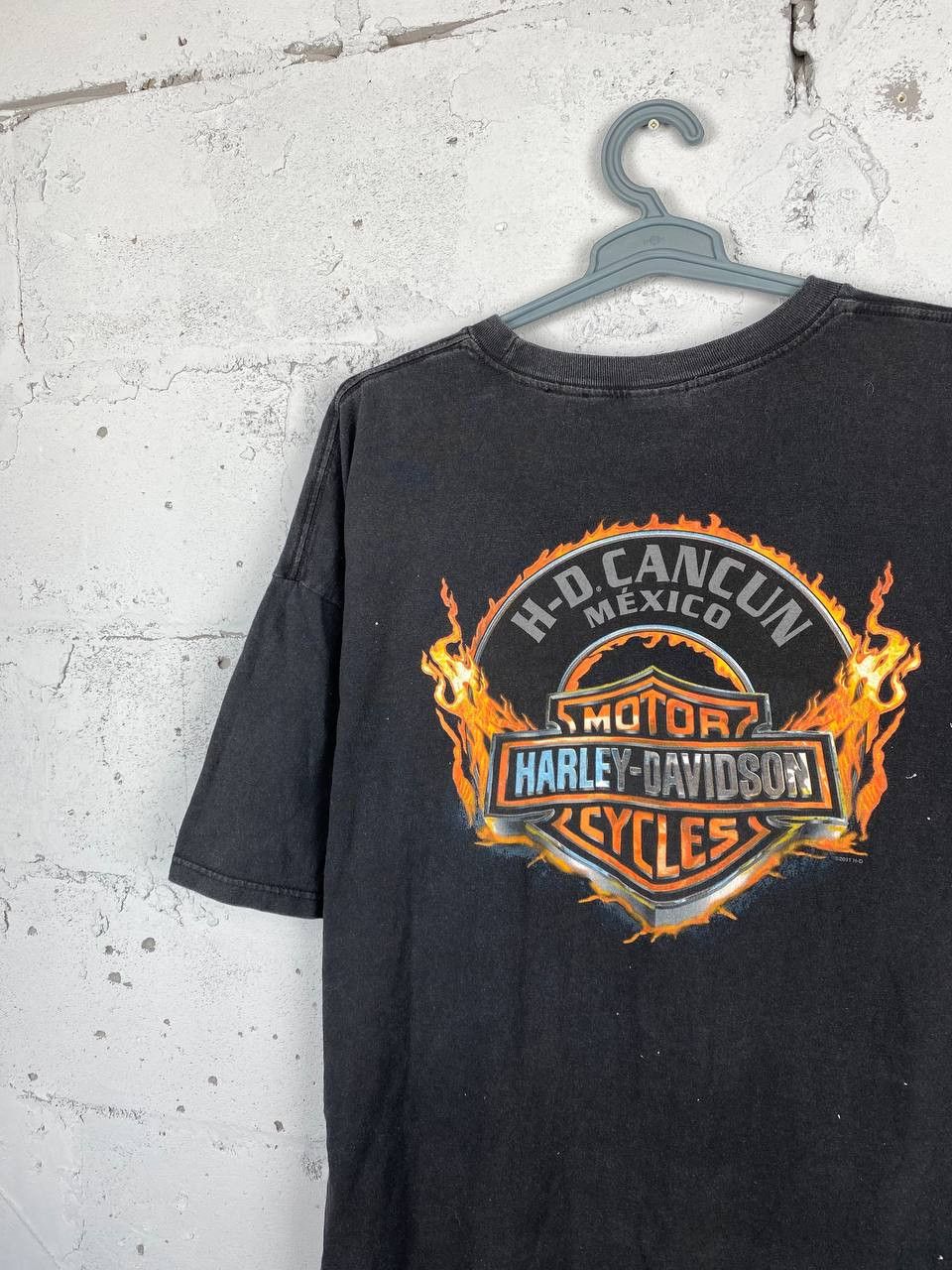 Harley Davidson × Vintage Vintage Y2K Harley Davidson Flames Mexico Faded T-Shirt Size US XXL / EU 58 / 5 - 5 Thumbnail
