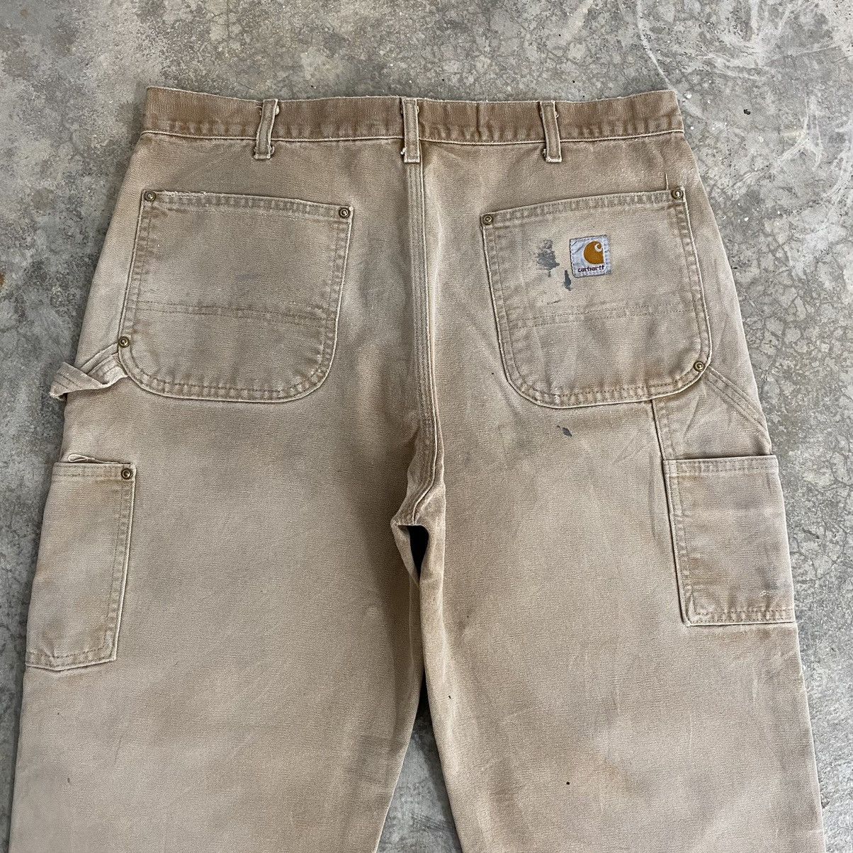Carhartt VTG Carhartt Double Knee Faded Tan Dirty Carpenter Pants Size US 35 - 18 Thumbnail