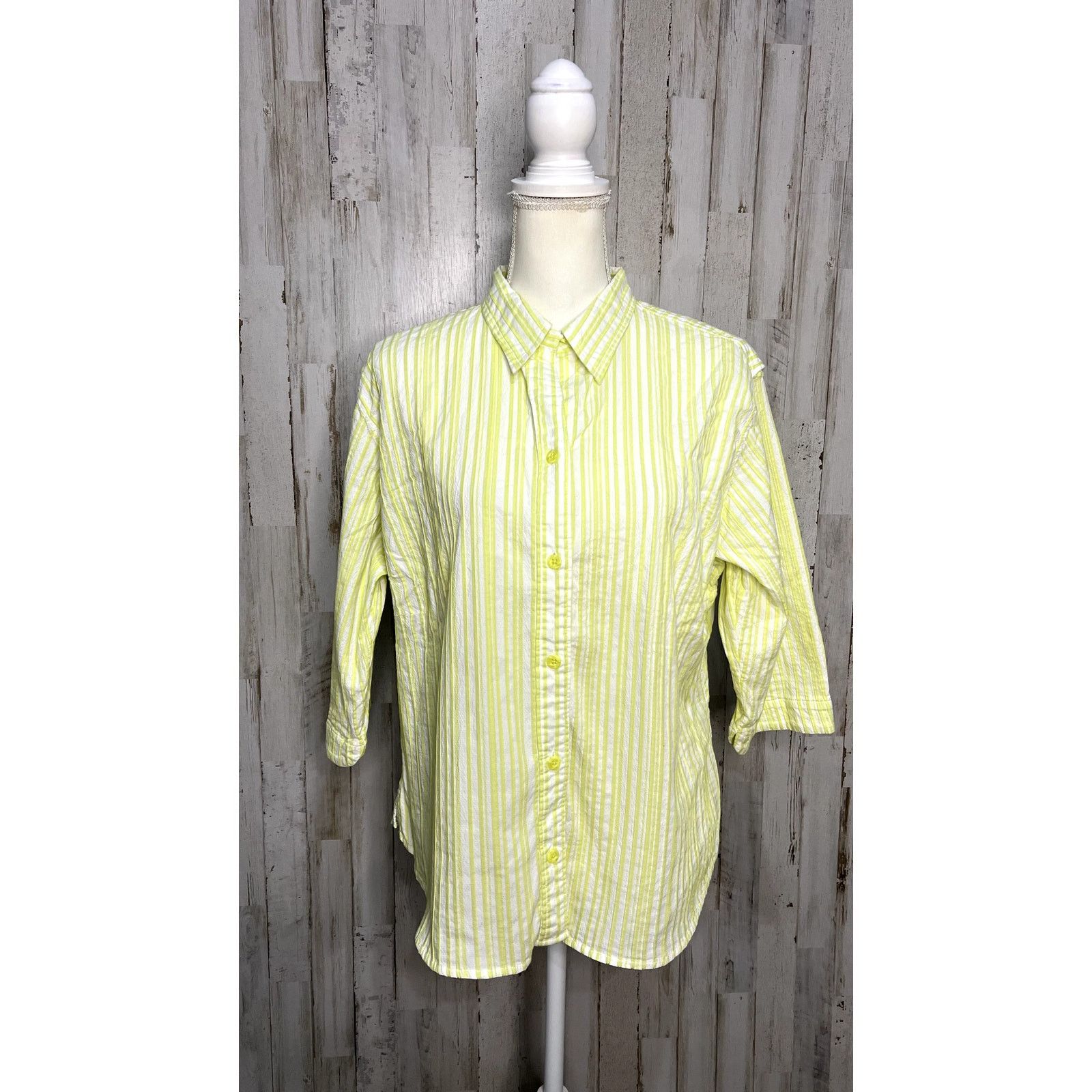 Columbia Columbia Women's 2XL Green Striped Vented Fishing Shirt Size XXL / US 16-18 / IT 52-54 - 4 Thumbnail