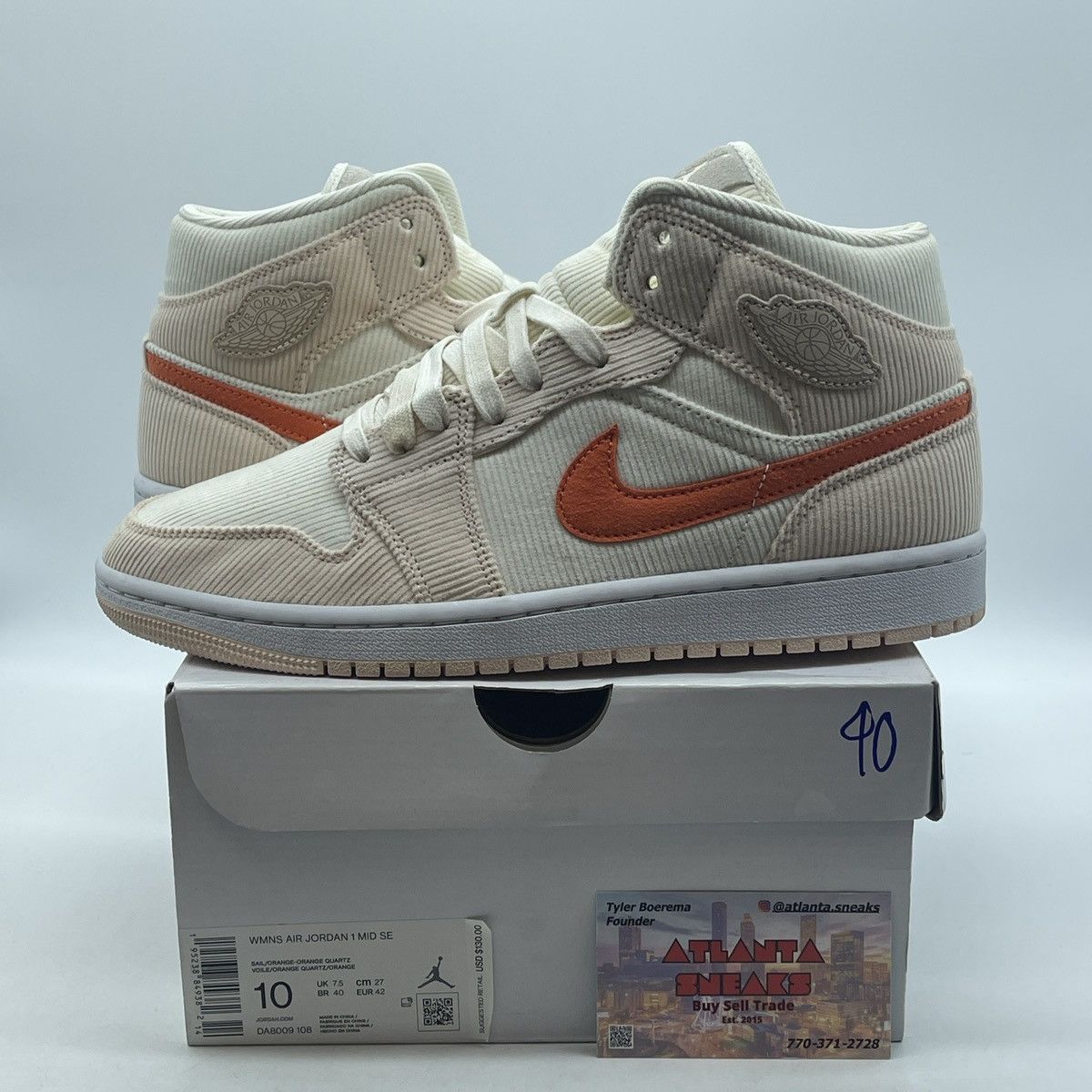 Nike Air Jordan 1 mid SE corduroy Size US 10 / IT 40 - 1 Thumbnail