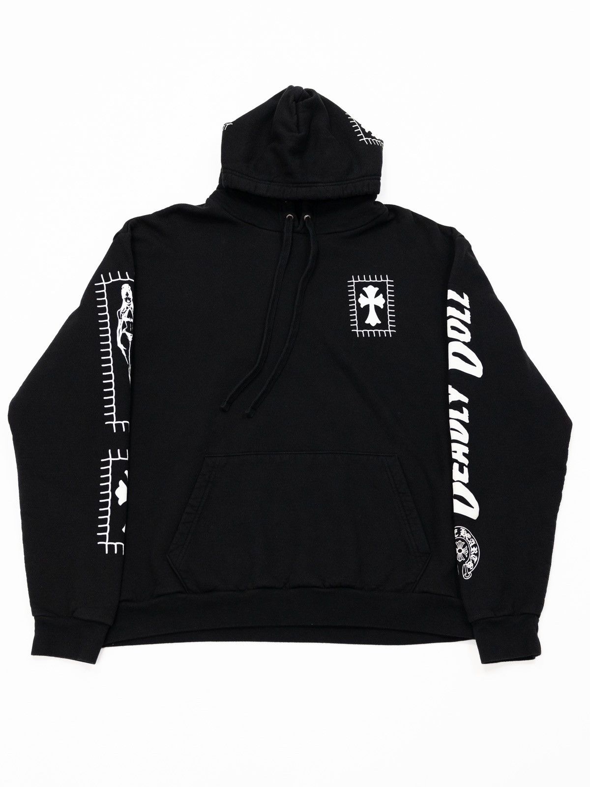 image of Chrome Hearts Deadly Doll Horseshoe Hoodie in Black, Men's (Size XL)