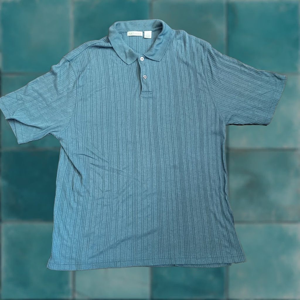 Vintage Methode Polo Shirt - Shirt - Men - 2XL - Blue - Short Sleeve - Button - Collared - Ribbed - Polyester Rayon - Classic, Golf - All Seasons - Easy Care Size US XXL / EU 58 / 5 - 1 Thumbnail